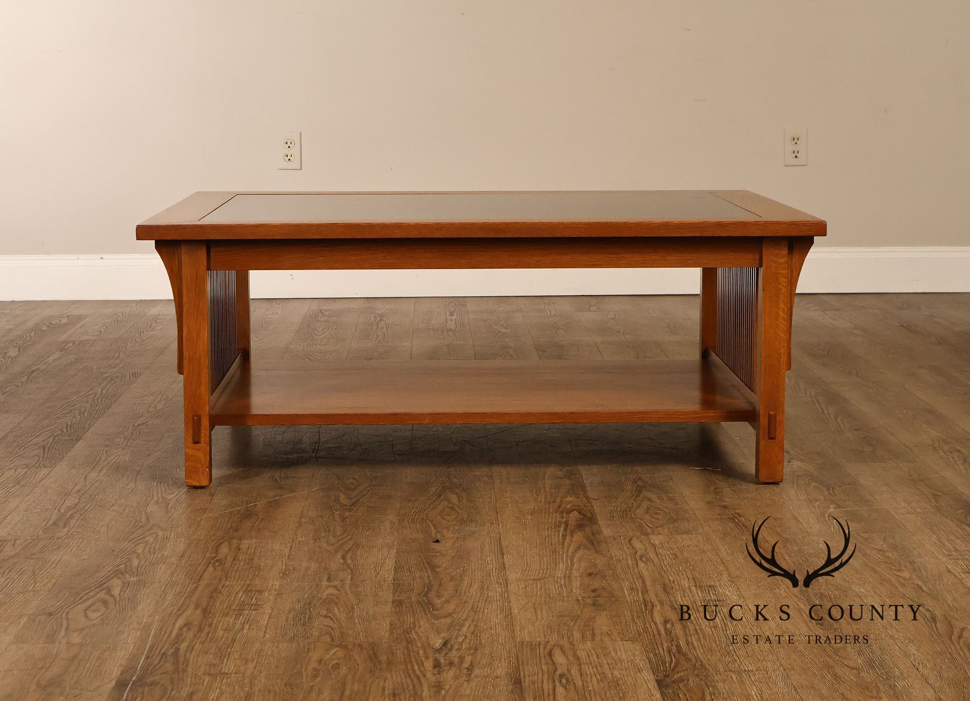 Stickley Mission Collection Glass Top Oak Cocktail Table