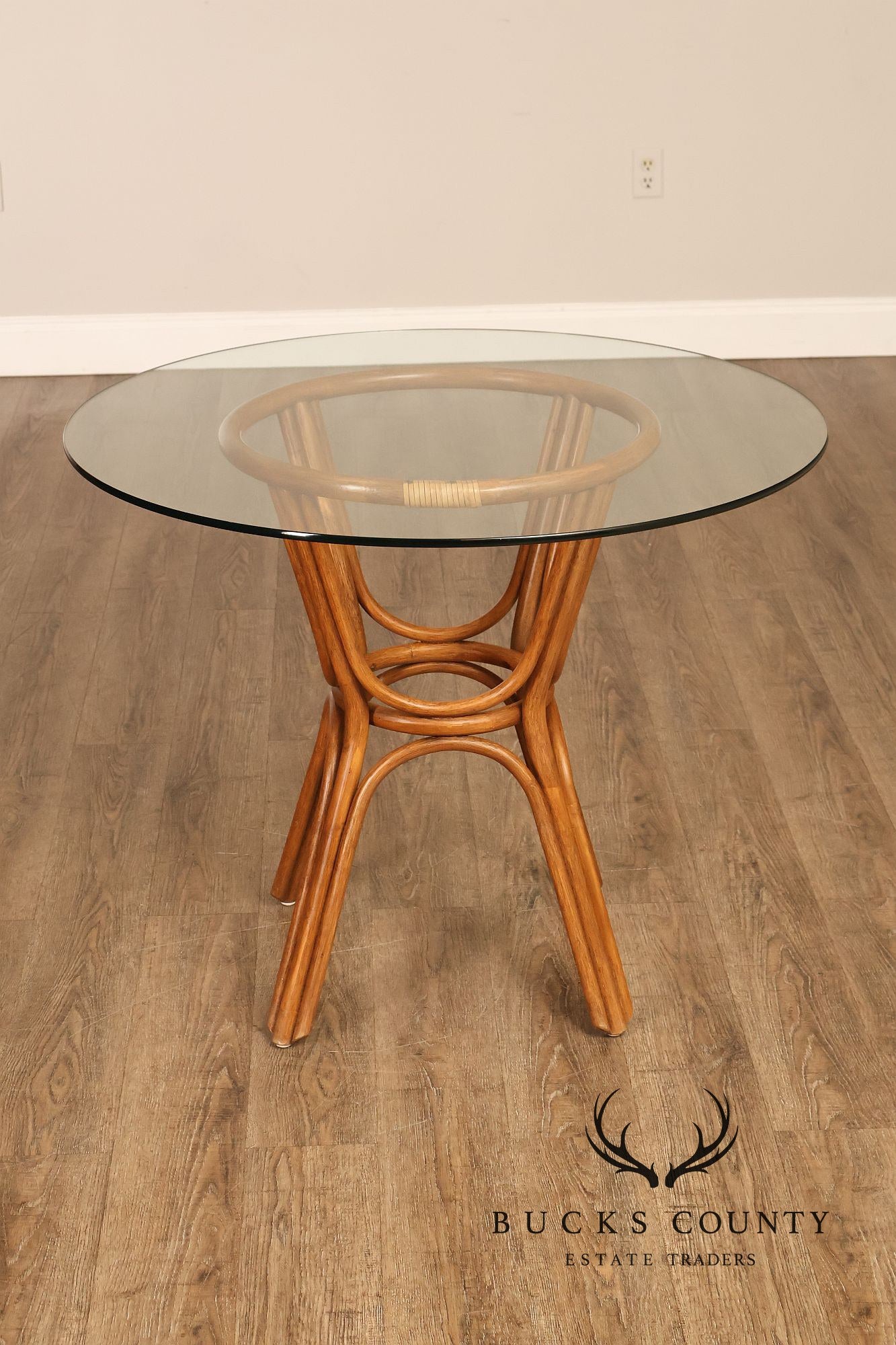 Boho Chic Round Glass Top Rattan Bistro Table