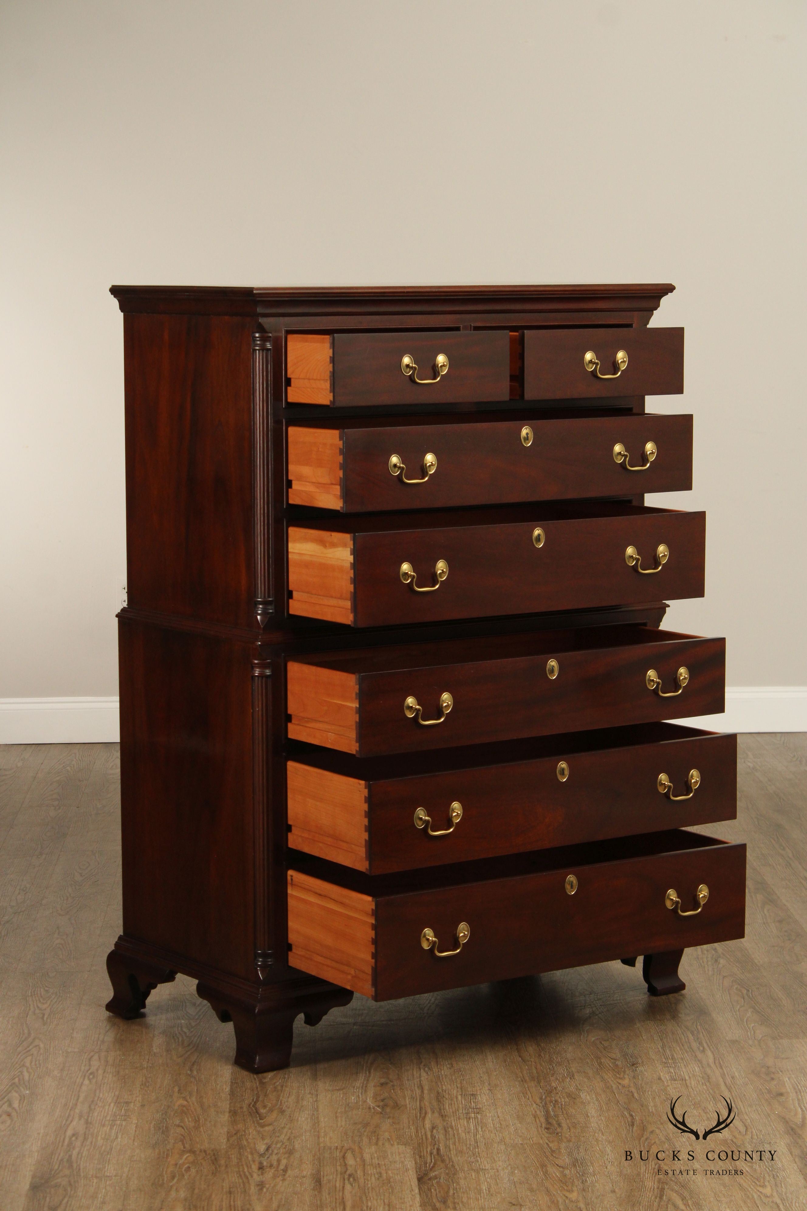 STICKLEY CHIPPENDALE STYLE MAHOGANY HIGHBOY CHEST