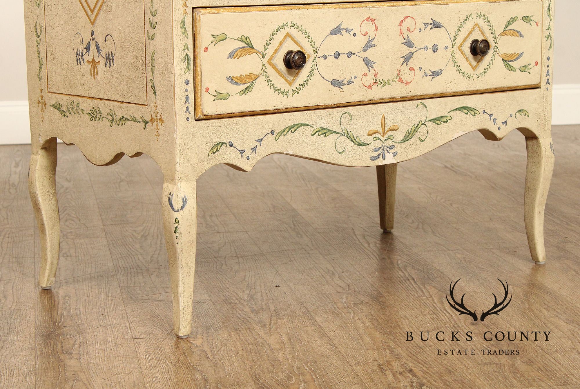 Neoclassical Style Hand Painted Vintage Commode