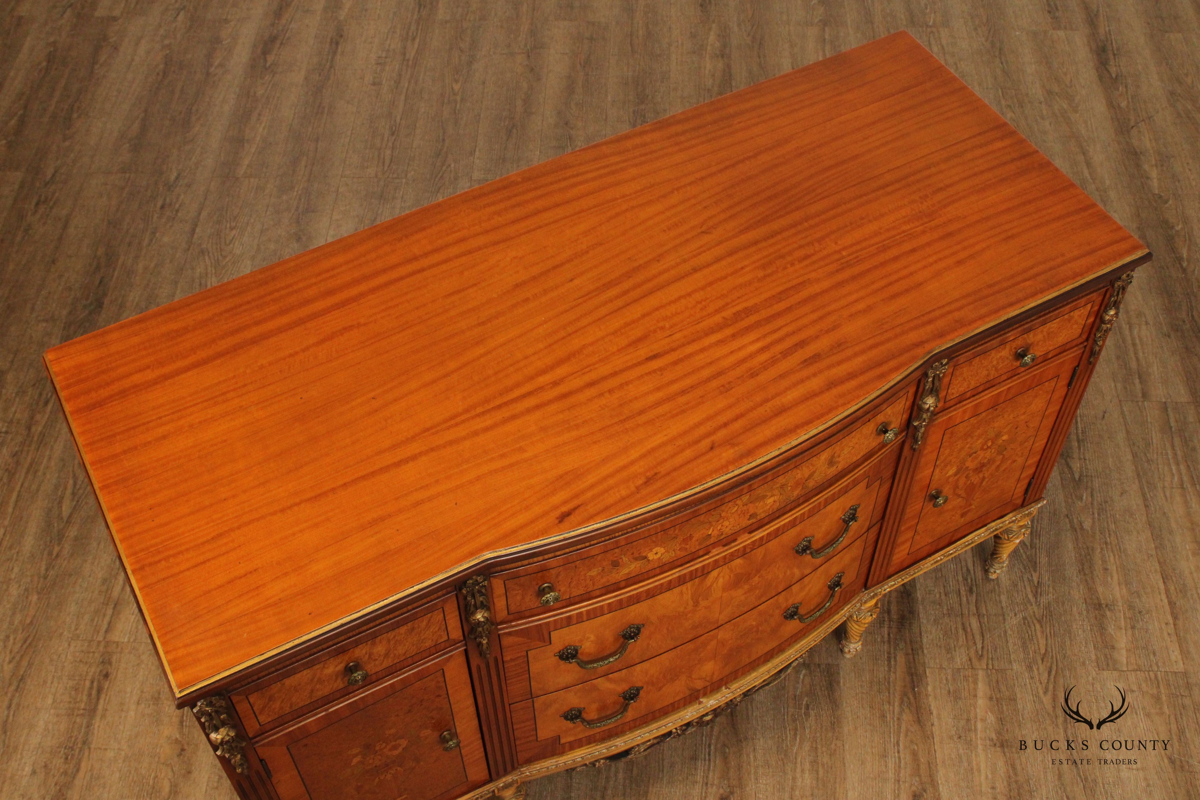 1930's French Napoleon III Style Marquetry Inlaid Dresser By John Stuart