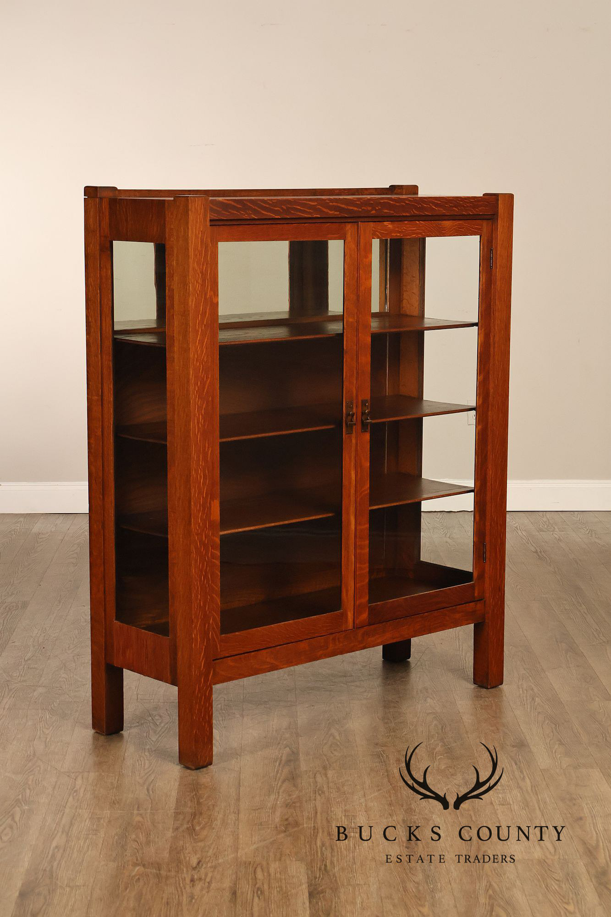 Antique Grand Rapids Mission Oak China Cabinet