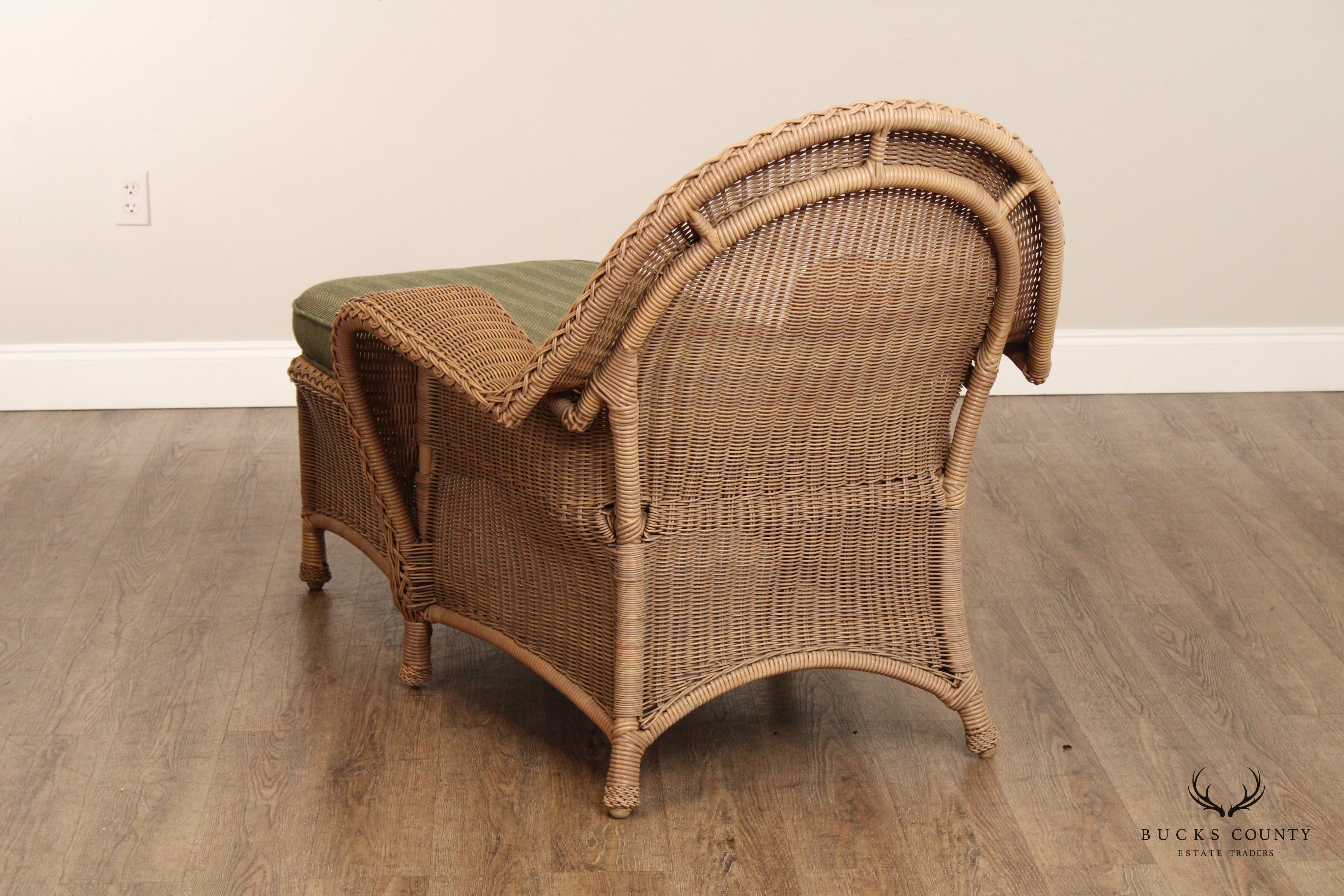 Victorian Style Woven Wicker Patio Chaise Lounge