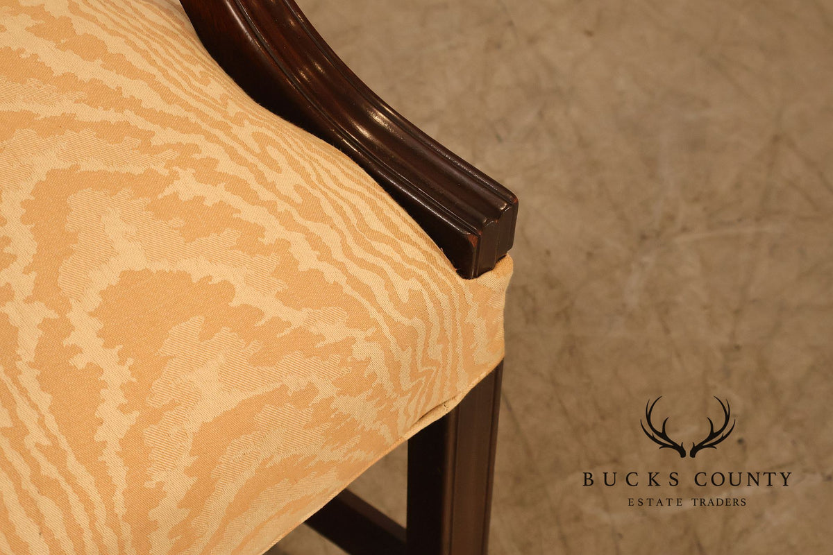 Traditional Mahogany Moire Upholstered Arm Chair