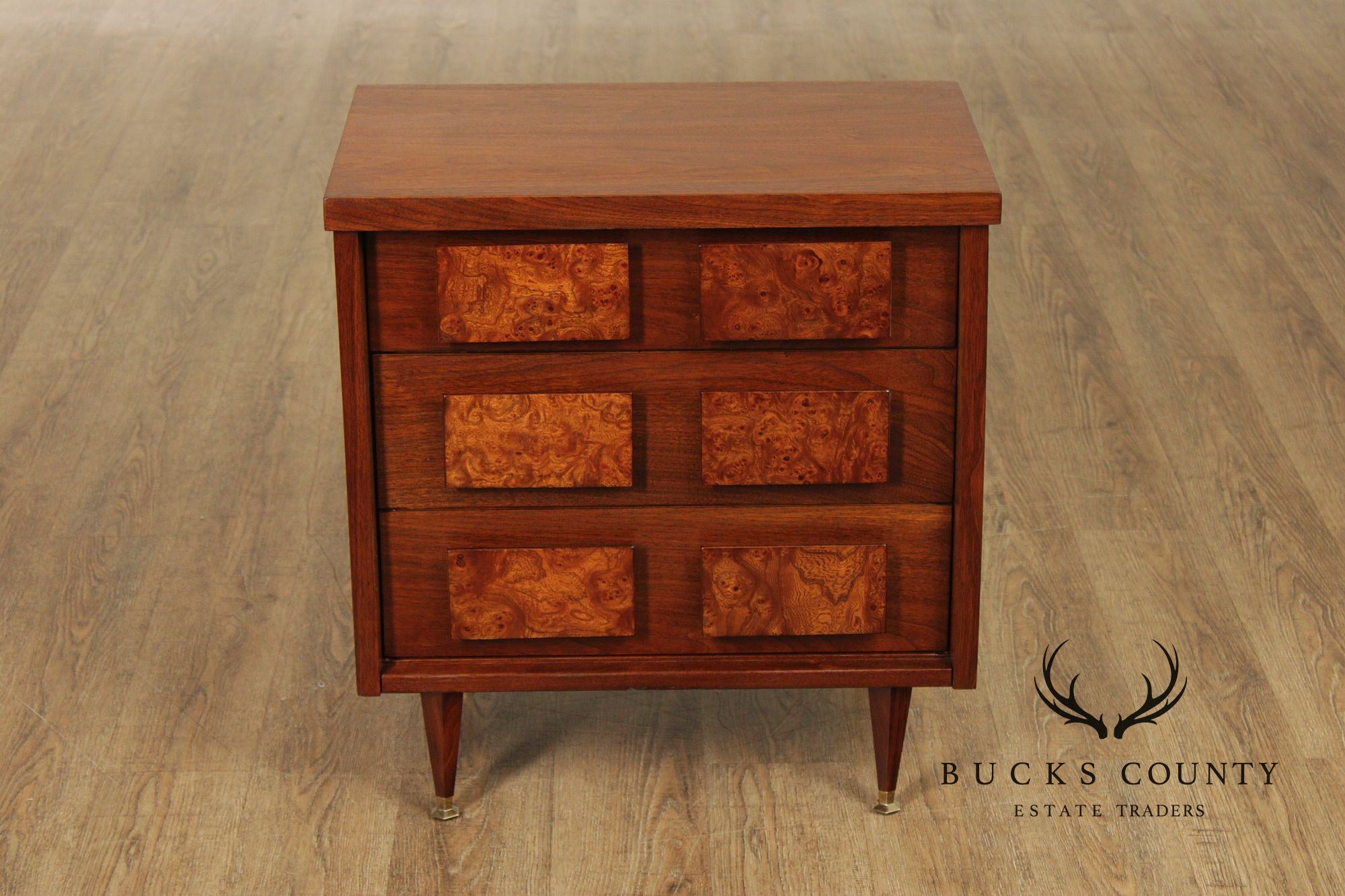 Mid Century Modern Pair of Walnut Nightstands