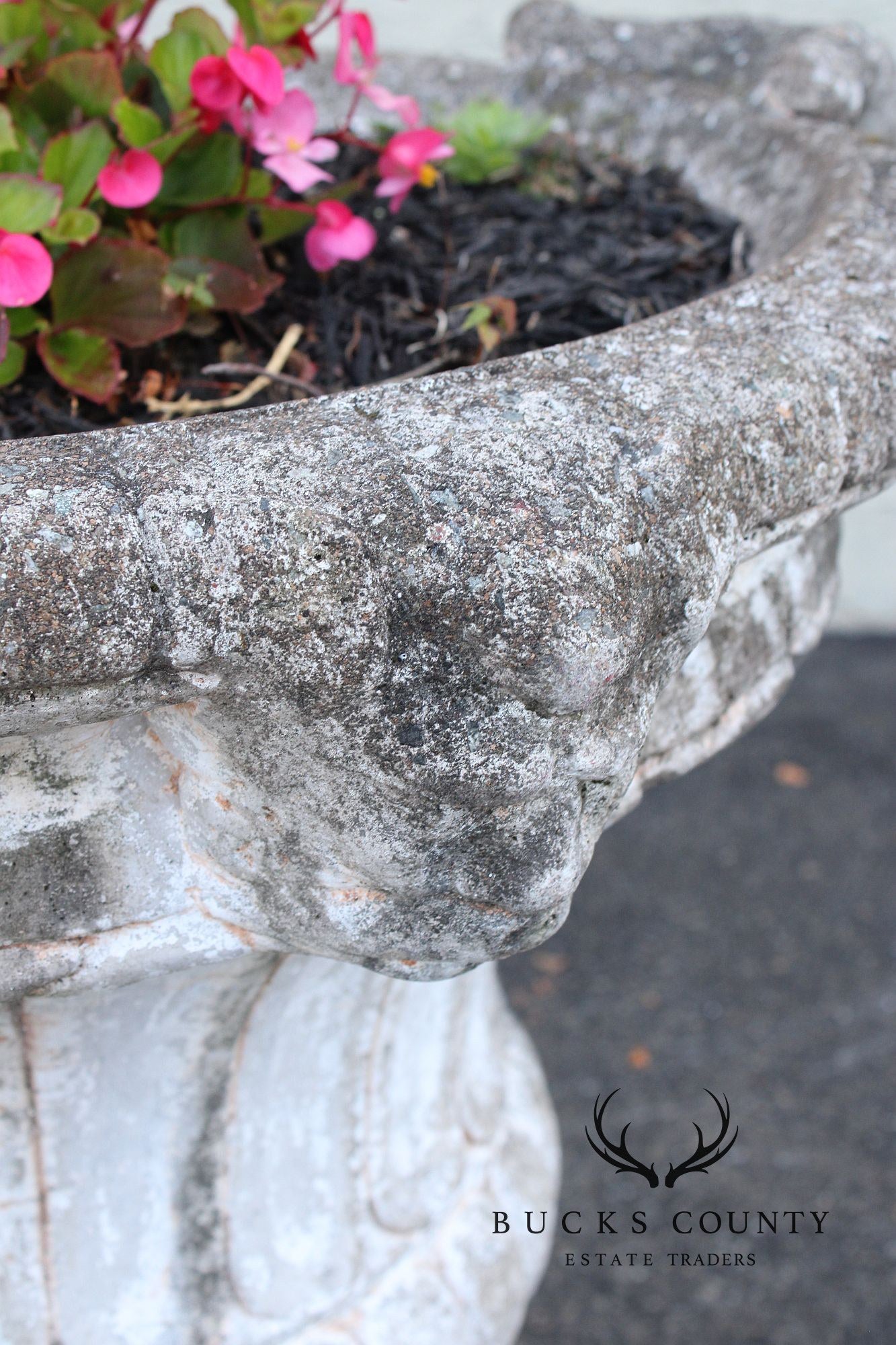 Classical Style Pair of Cast Stone Garden Urns