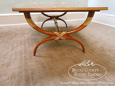 High Quality French Regency Directoire X Base Coffee Table w/ Gilt Accents