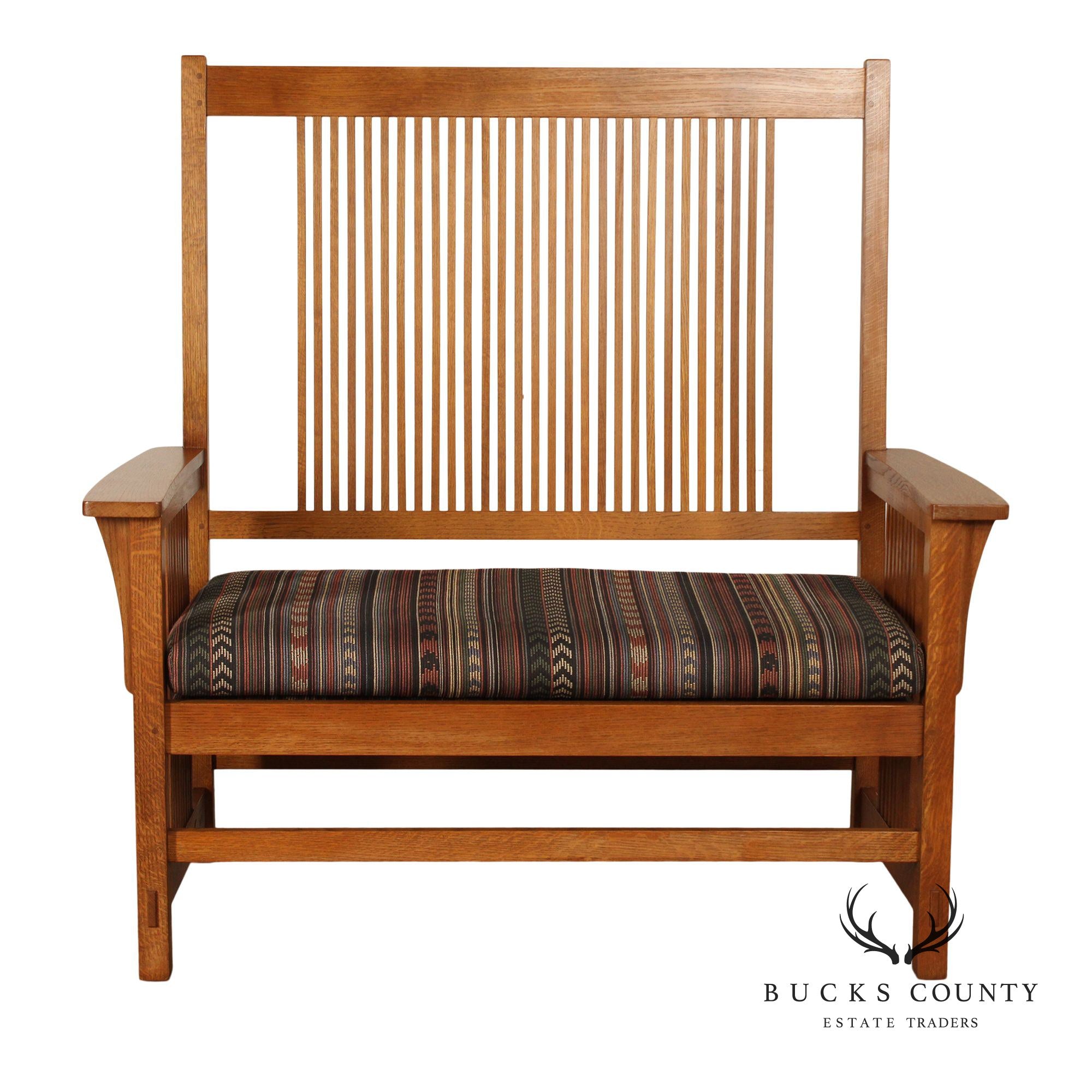 Stickley Mission Collection Oak Spindle Settee