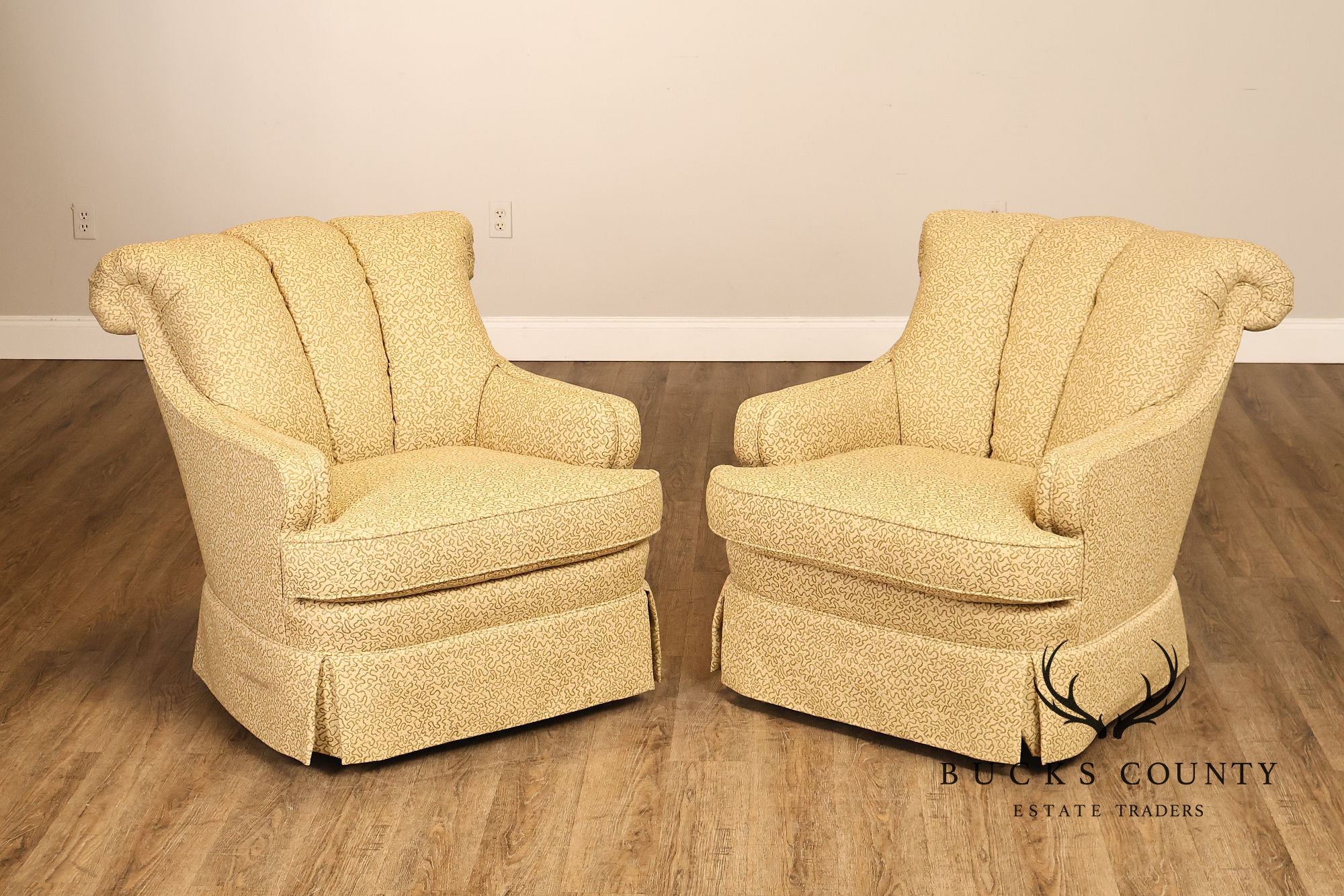 JRS Furniture Pair Of Upholstered Club Chairs