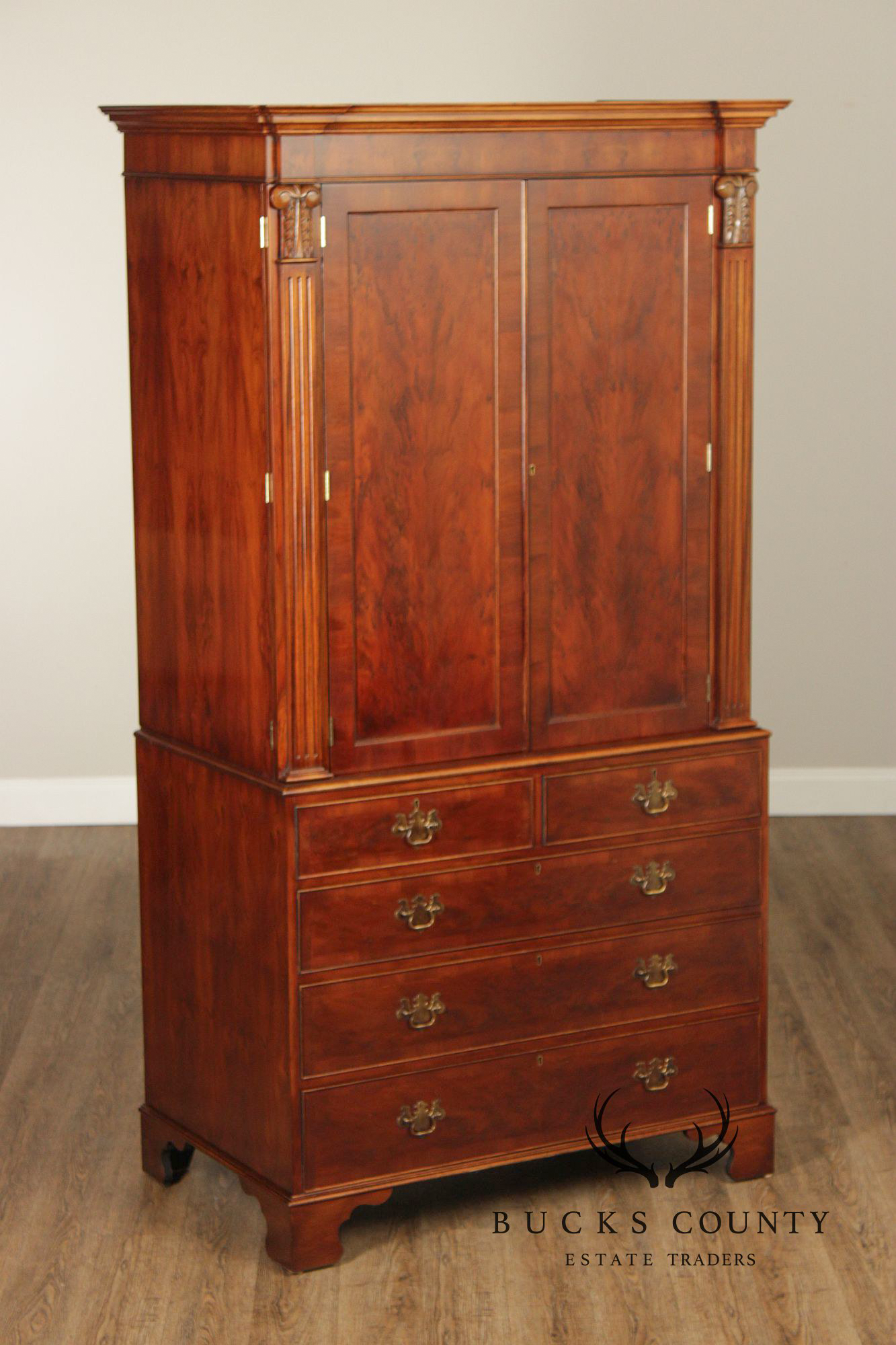Trosby Furniture English Mahogany Armoire Cabinet