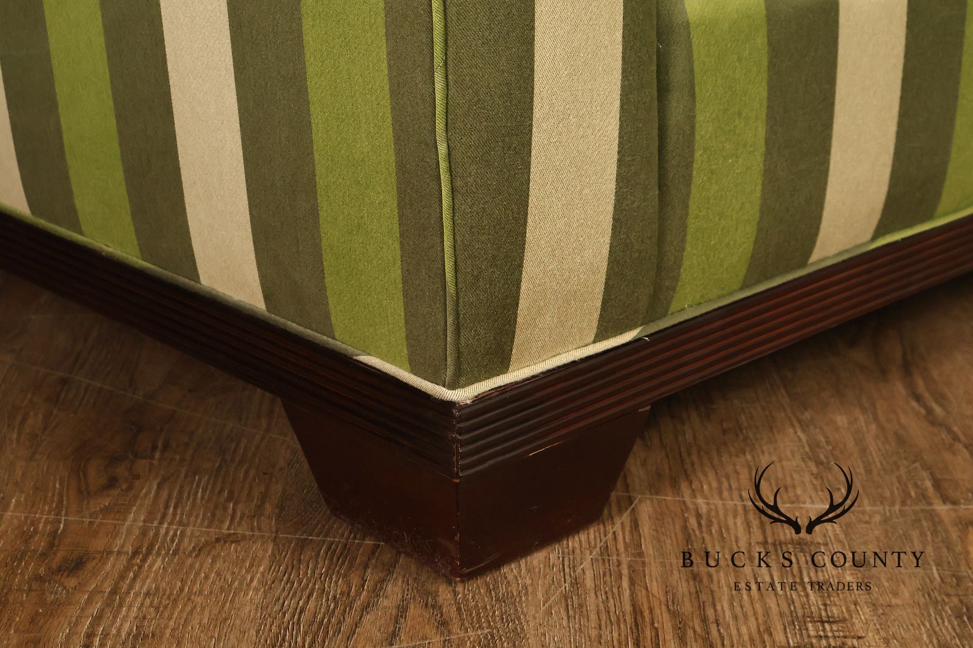 Baker Furniture Barbara Barry Reeded Base Three Cushion Sofa