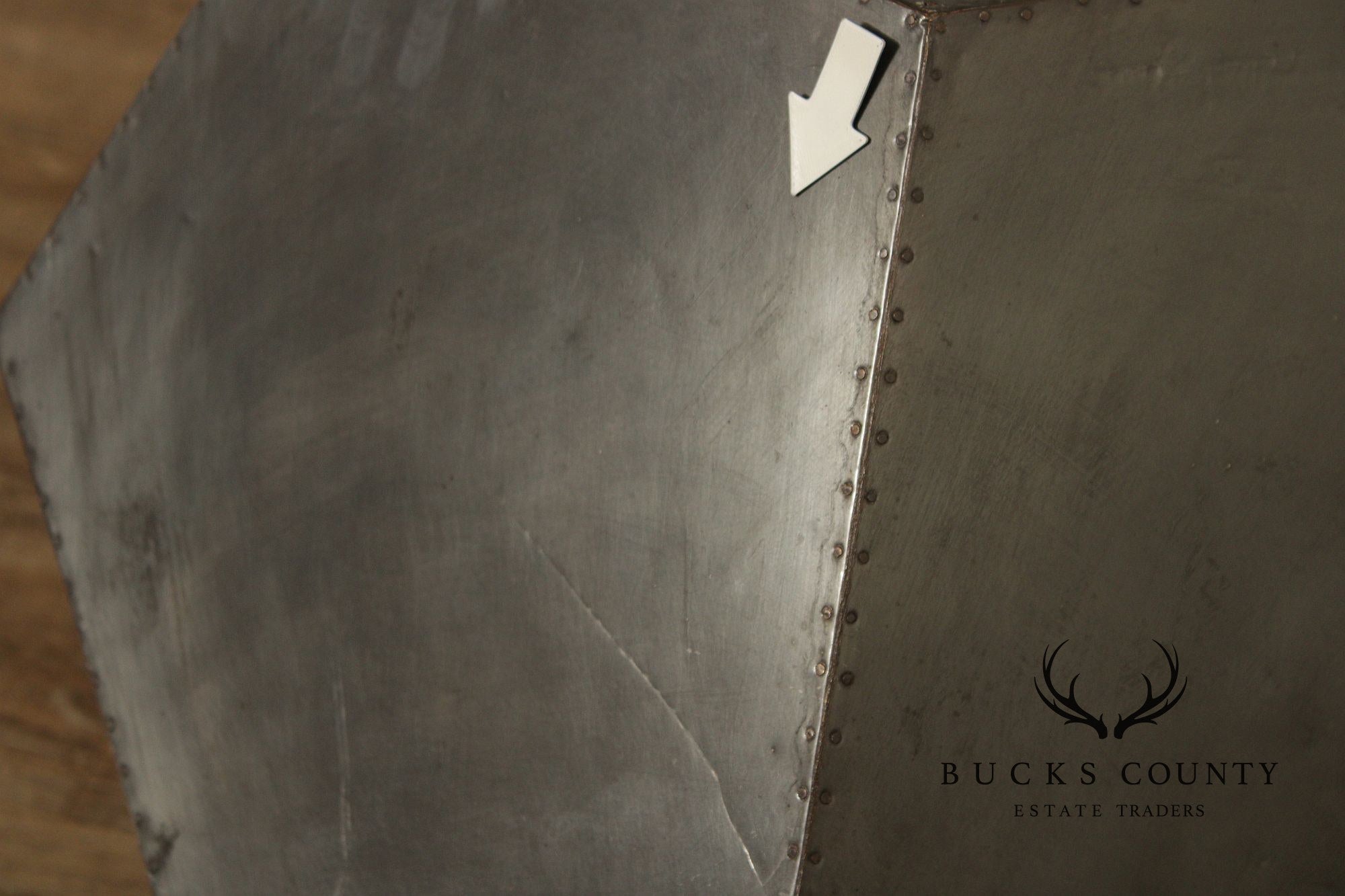 Restoration Hardware Industrial Style Zinc Polyhedron Side Tables Pair