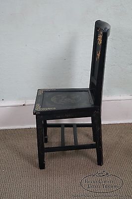 Antique Chinese Black Lacquer Chinoiserie Side Chair