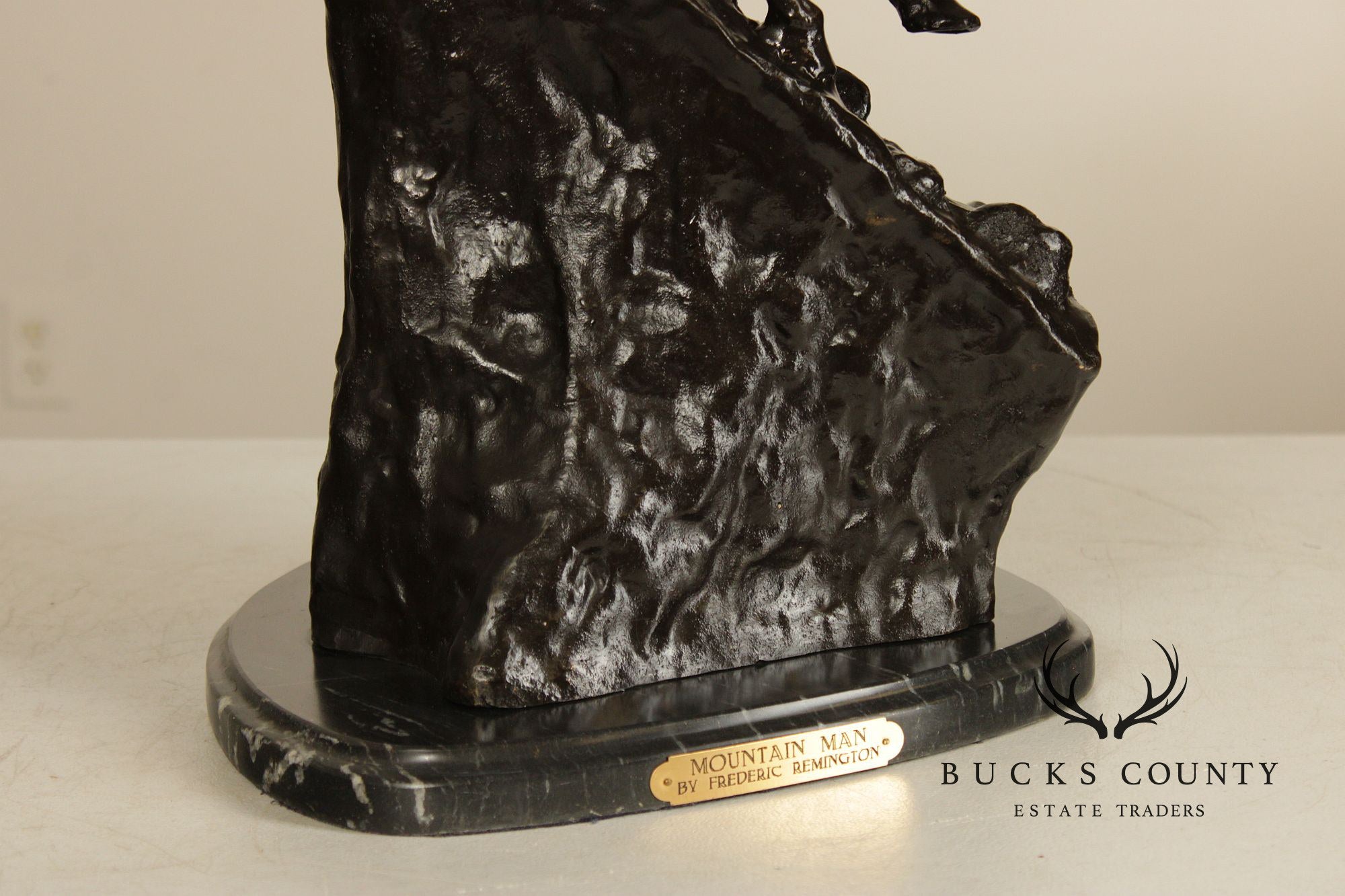 Frederic Remington Mountain Man Bronze Sculpture On Marble Base