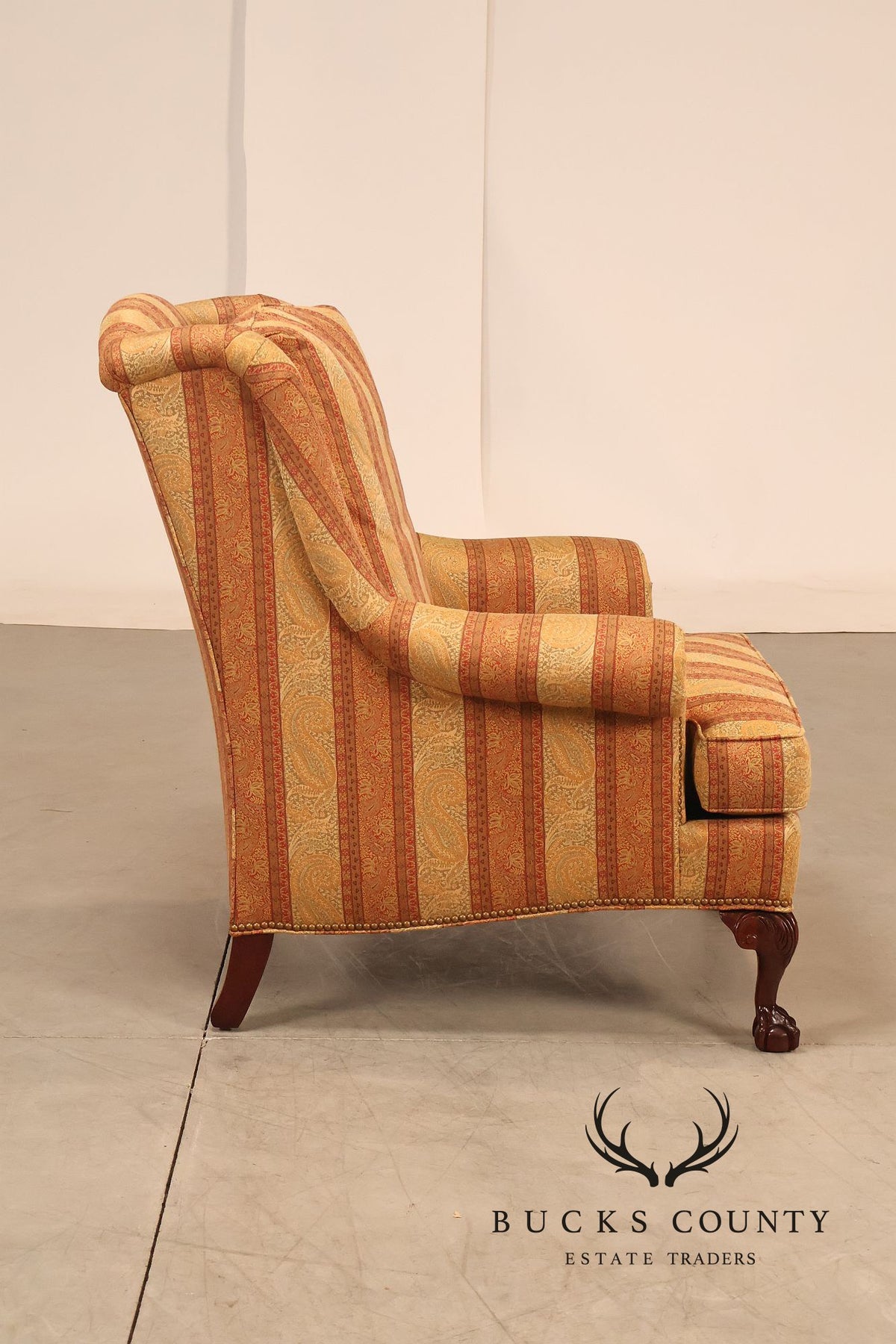 Hickory Chair Chippendale Style Custom Upholstered Wing backArmchair