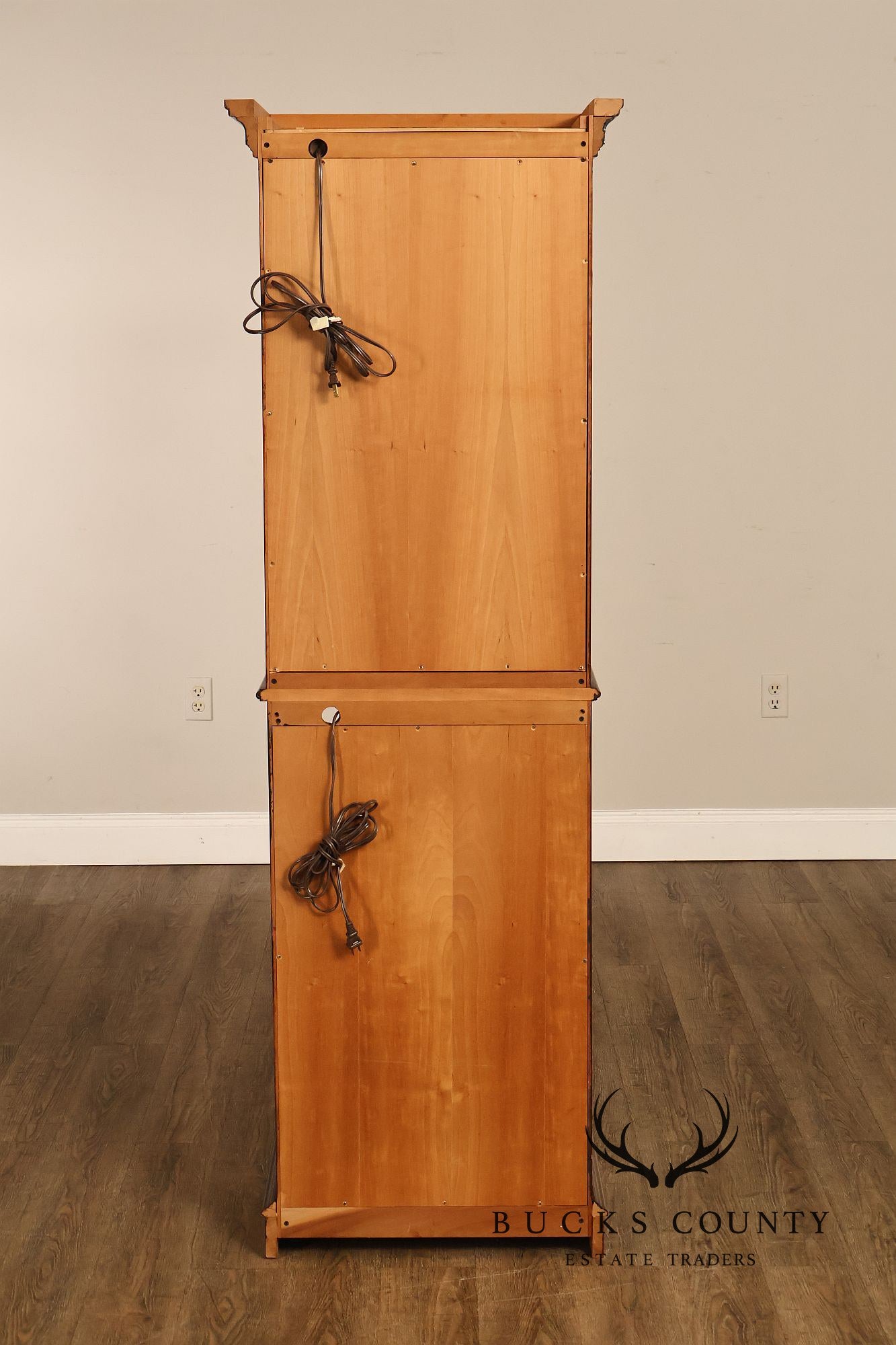 Narrow Cherry Lighted Curio Display Cabinet With Glass Shelves