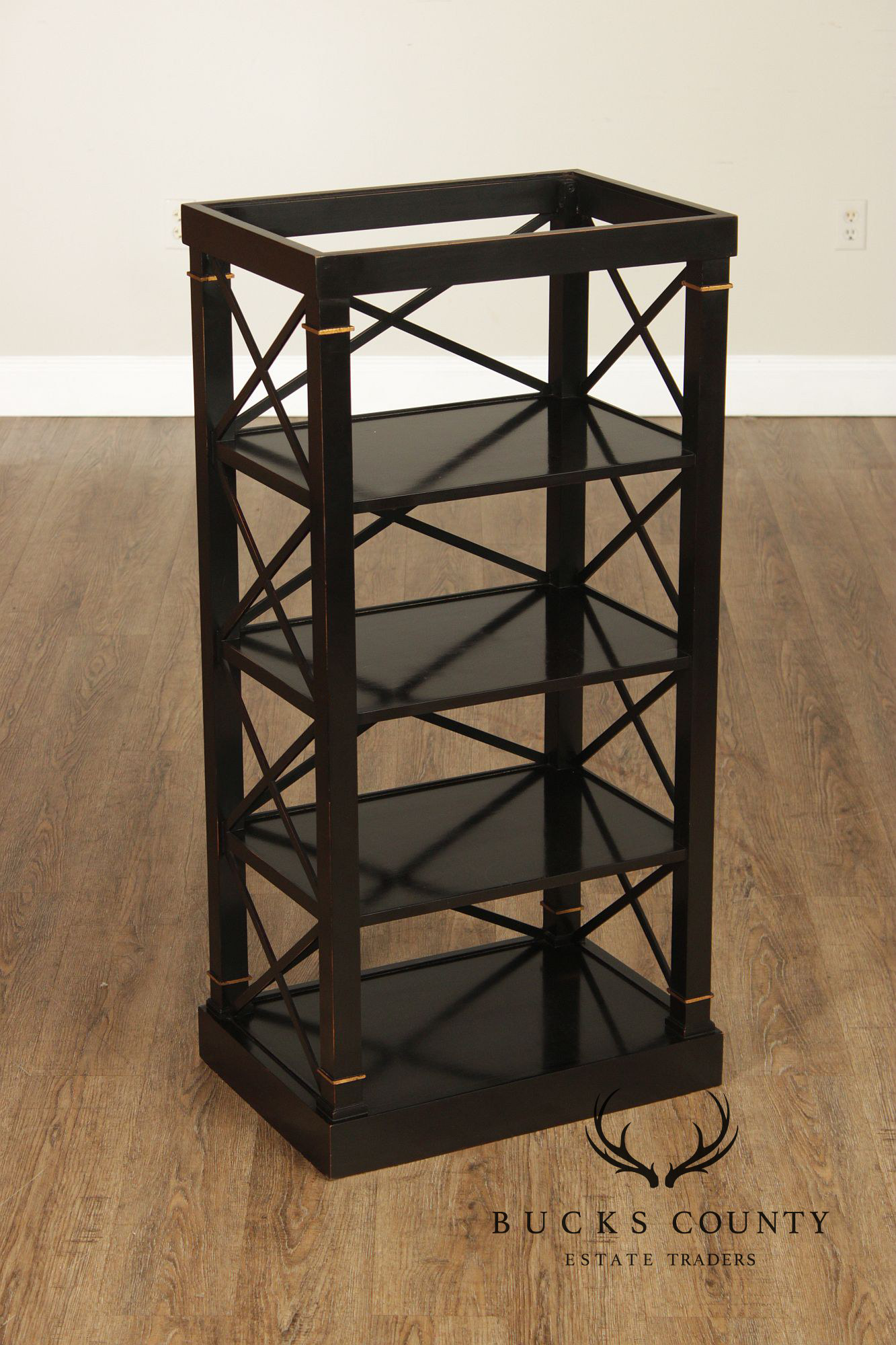 Baker Furniture Neoclassical Style Pair of Tray Top Bookcases