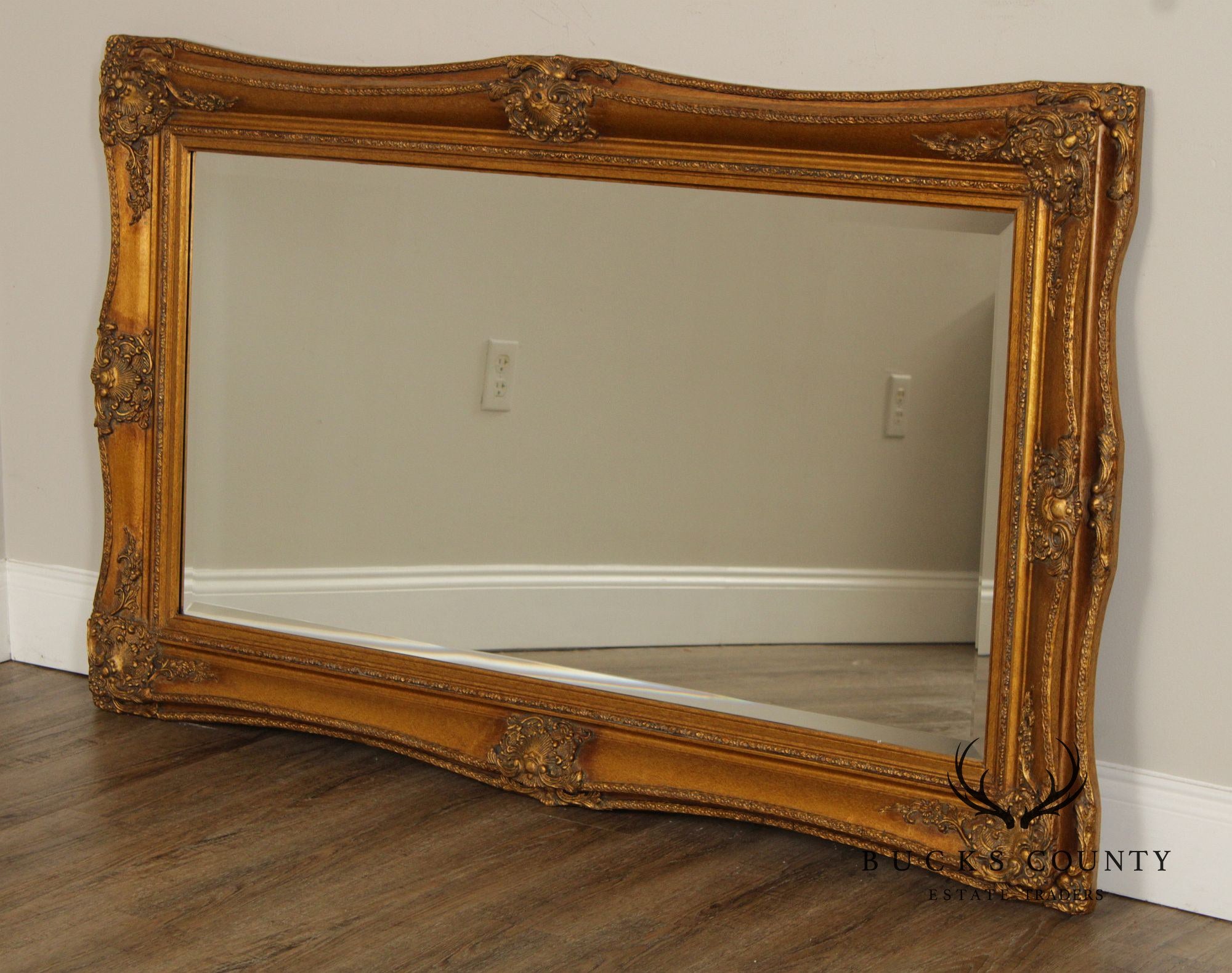 French Style Carved Giltwood Over-Mantel Wall Mirror