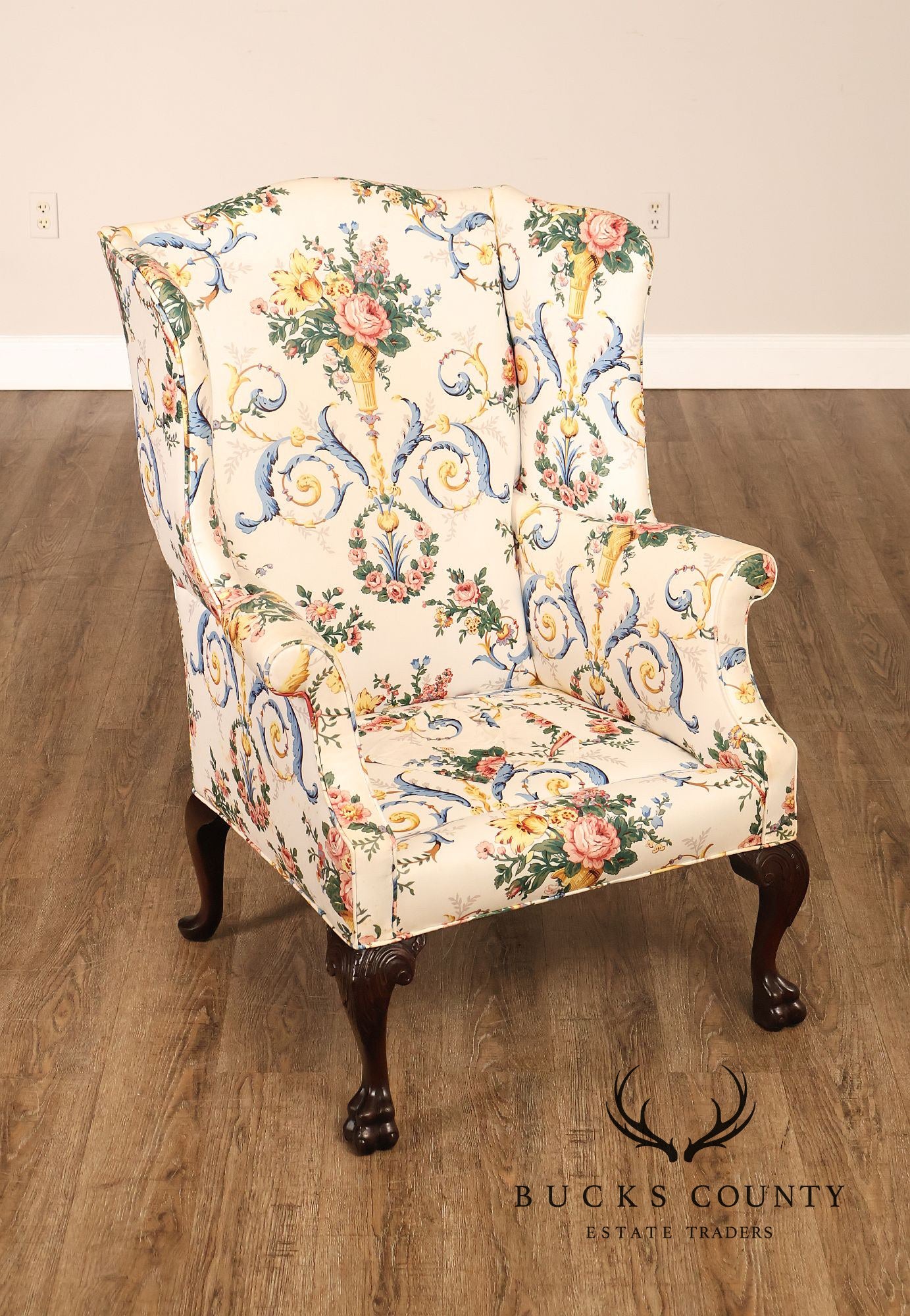 Georgian Style Upholstered Wing Chair