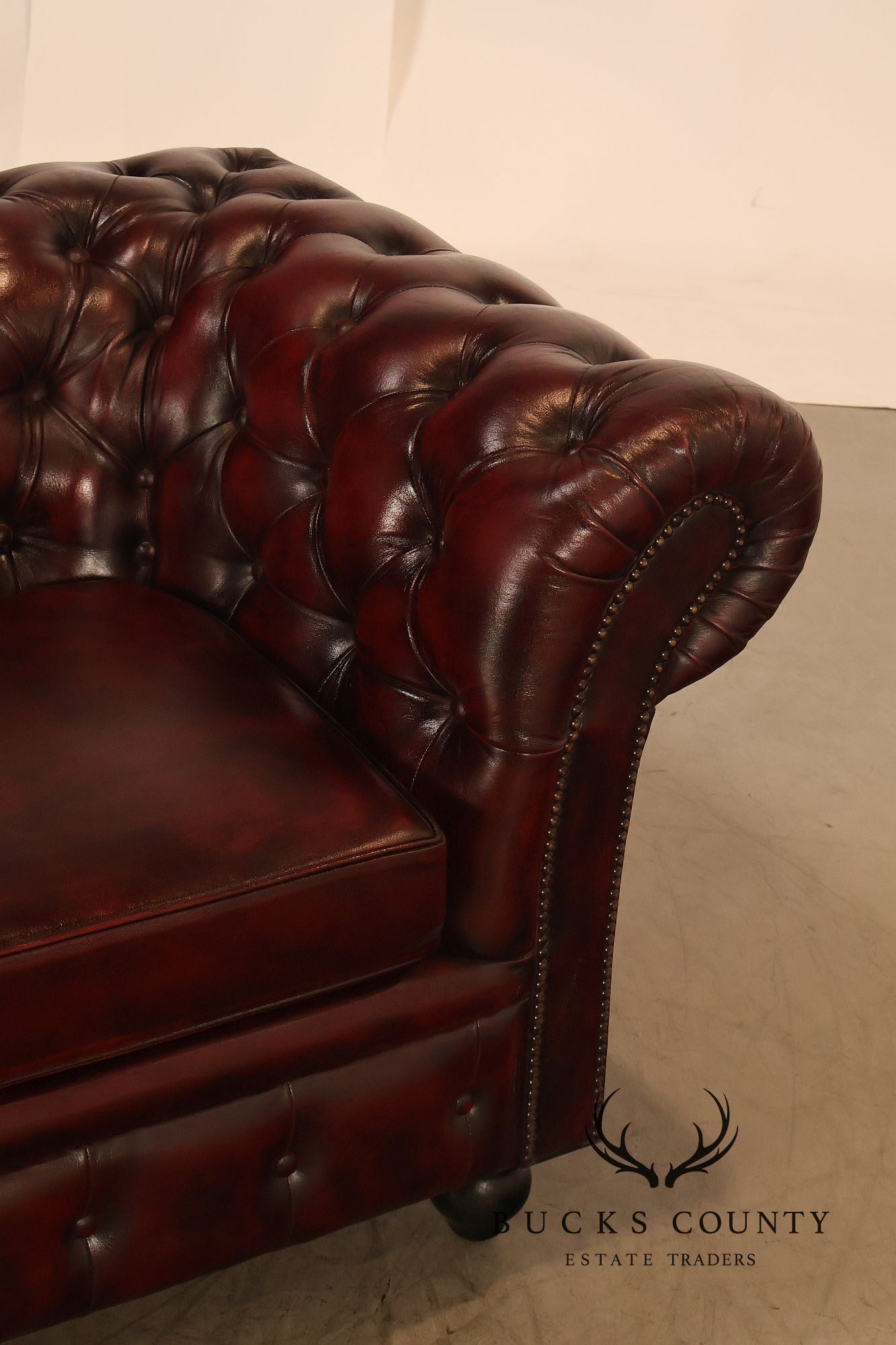 Chesterfield Style Oxblood Leather Sofa
