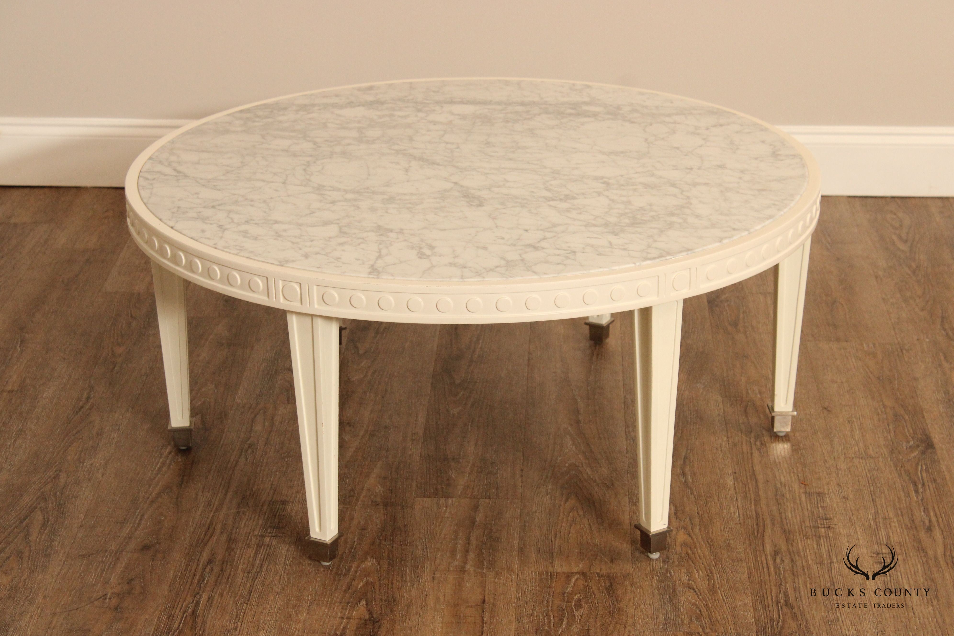 Jonathan Adler Italian Regency Style Round Marble Top Coffee Table