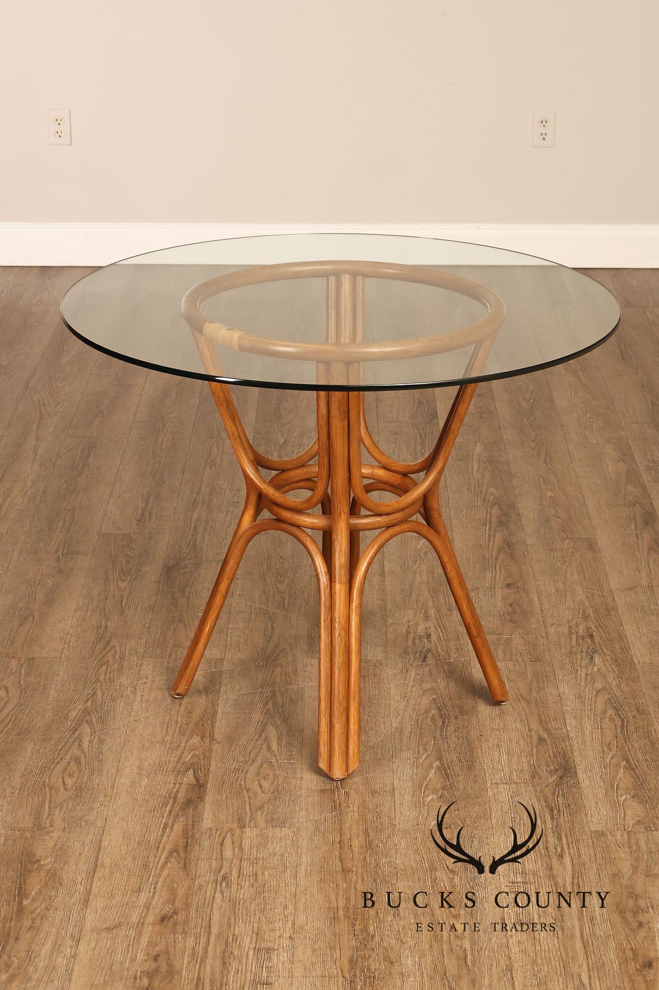 Boho Chic Round Glass Top Rattan Bistro Table