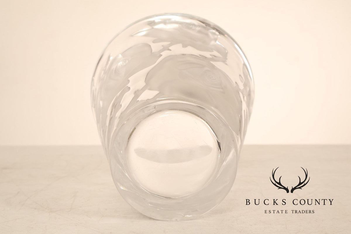 Lalique 'Ispahan' Rose Pattern Glass Vase