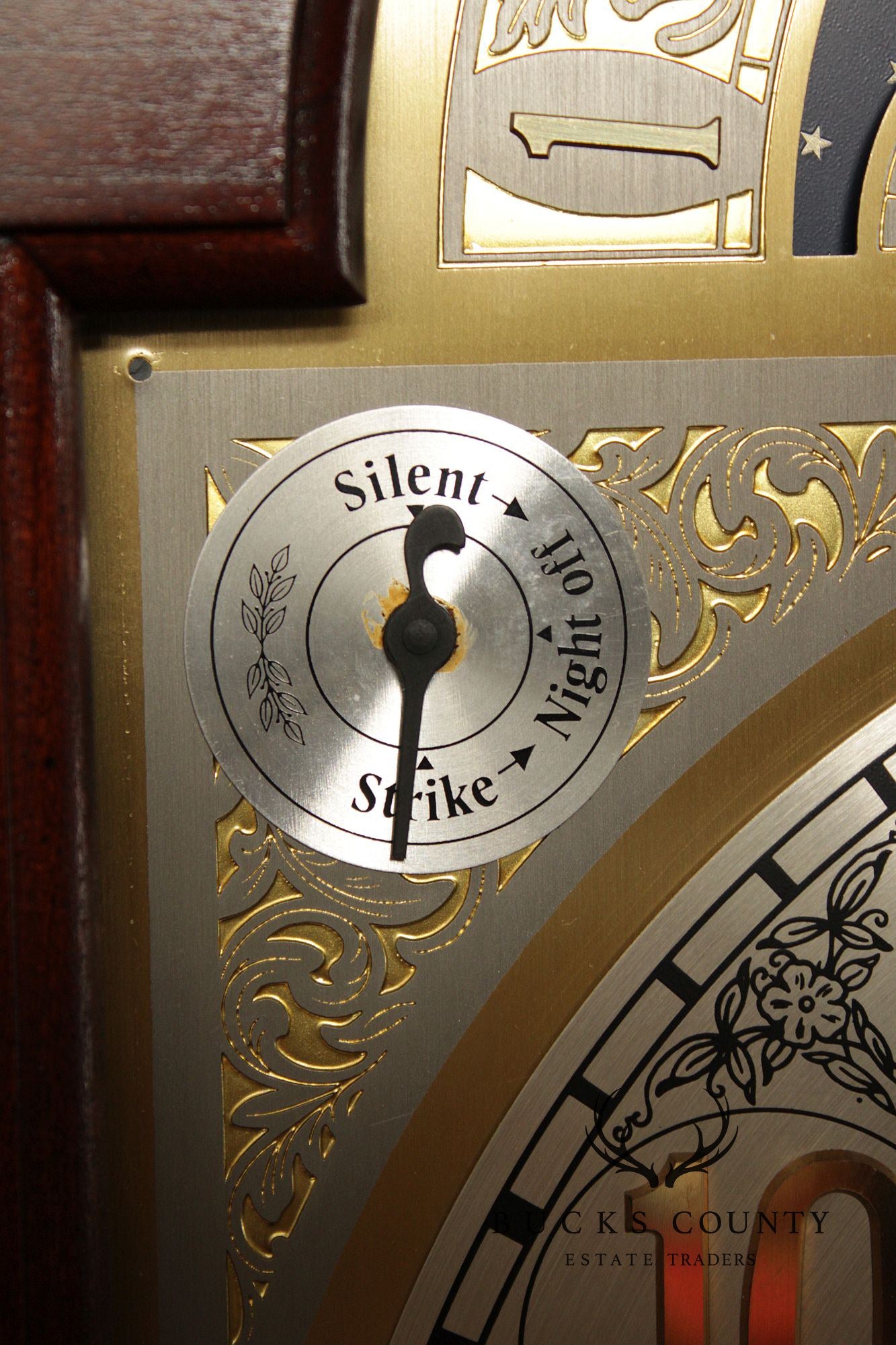 Sligh Mahogany Inlaid Grandfather Clock With Moon Phase Dial