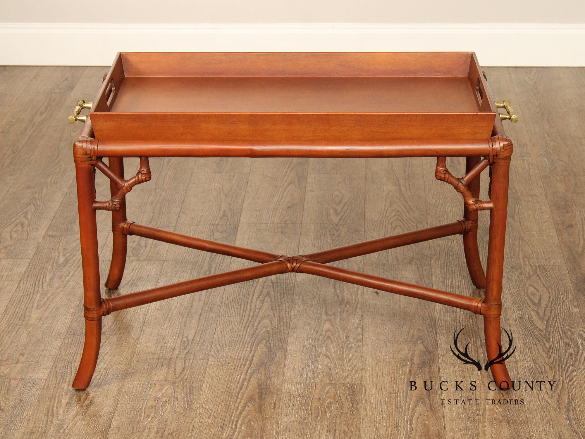 Hollywood Regency Rattan Tray Table