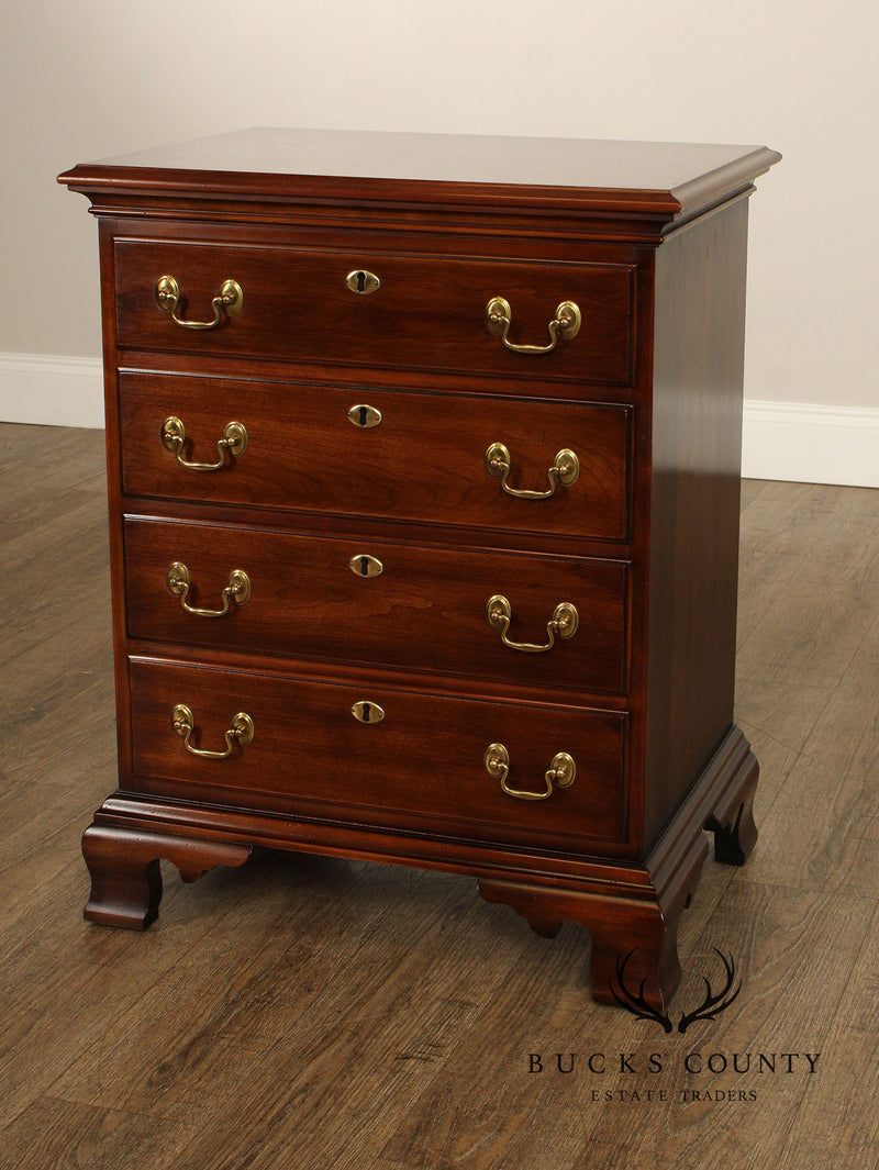 Statton Chippendale Style Solid Cherry Four Drawer Chest Nightstand