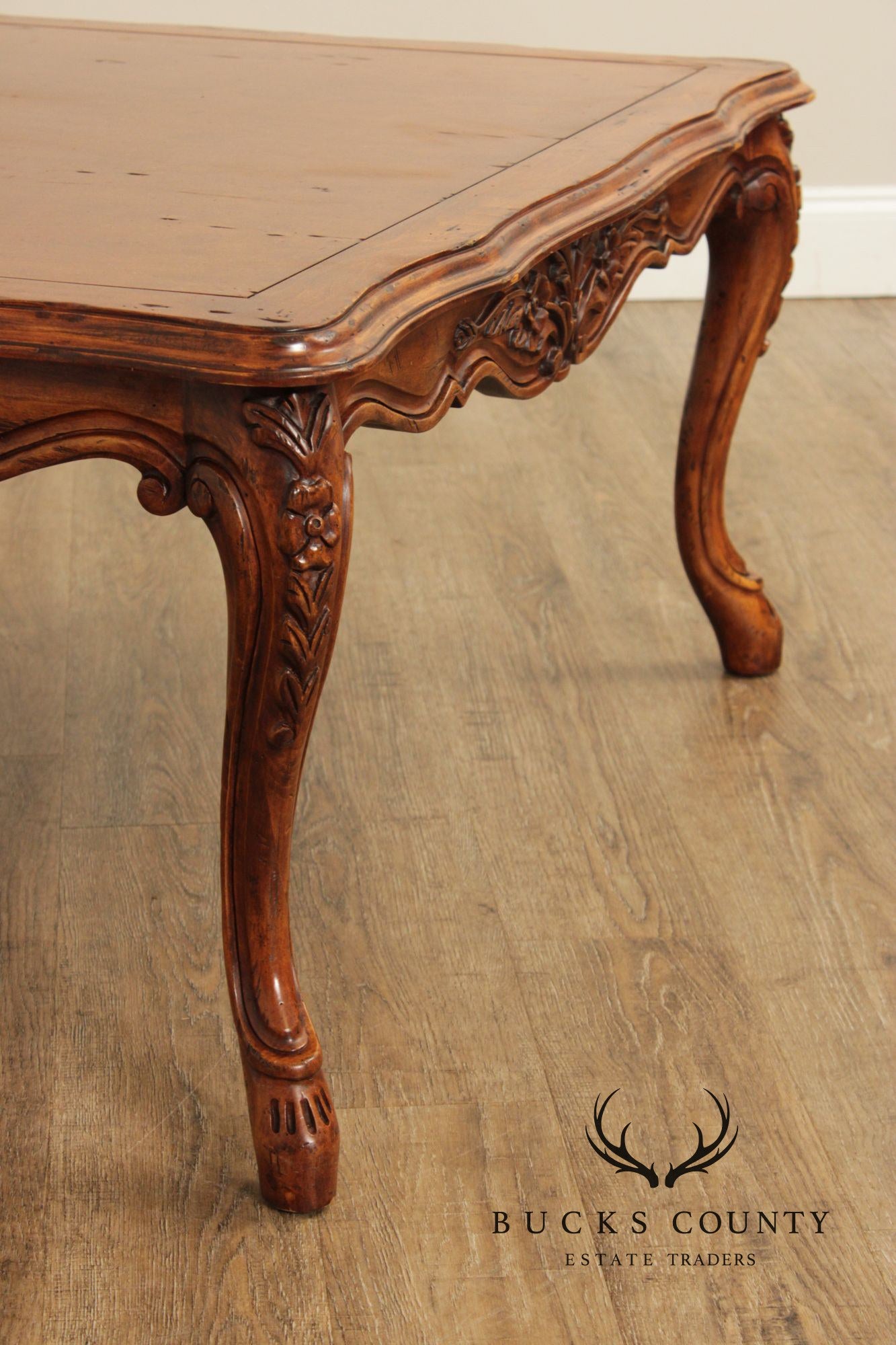 French Country Style  Square Carved Coffee Table