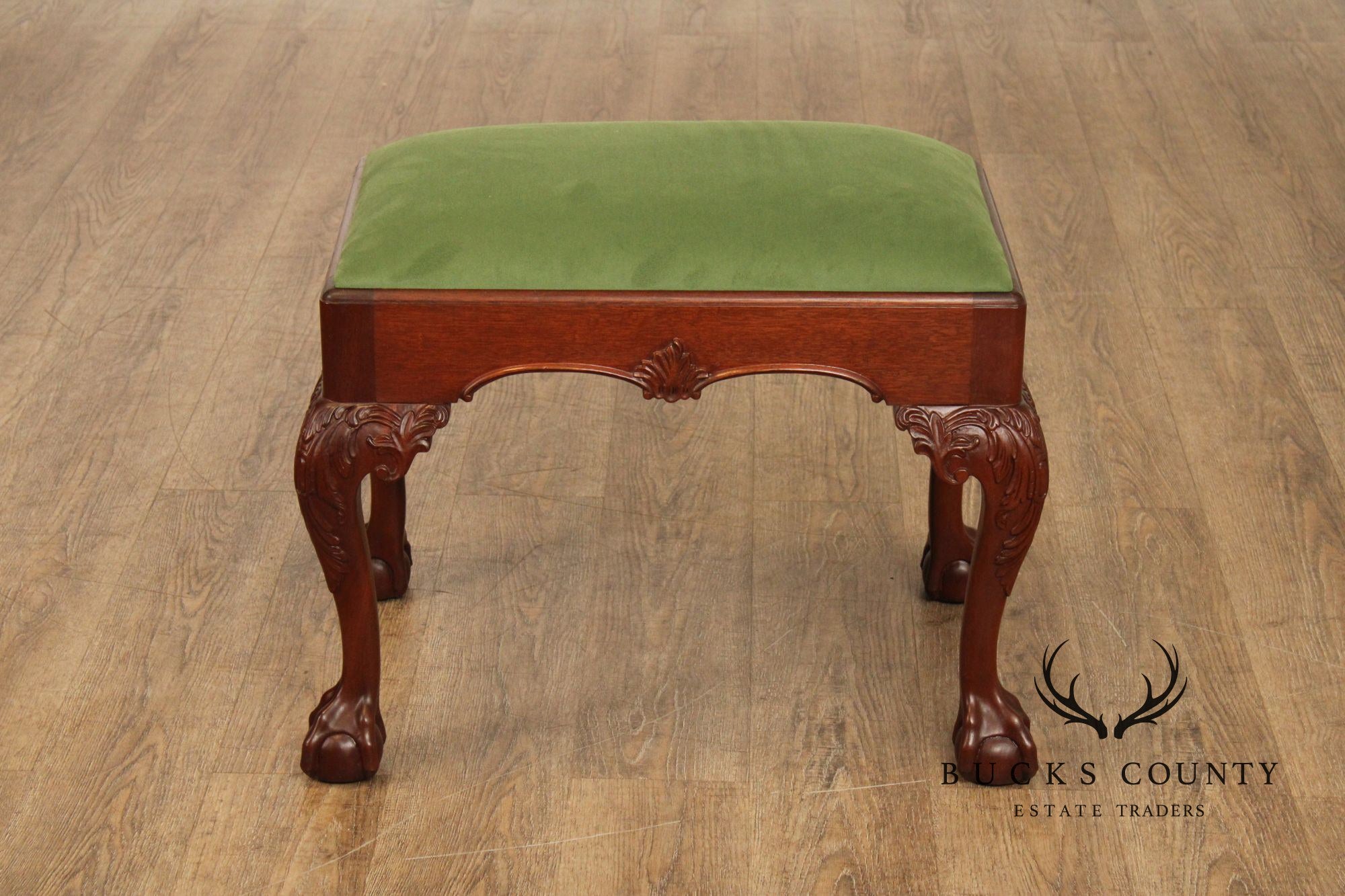 Stickley Chippendale Style Carved Mahogany Foot Stool
