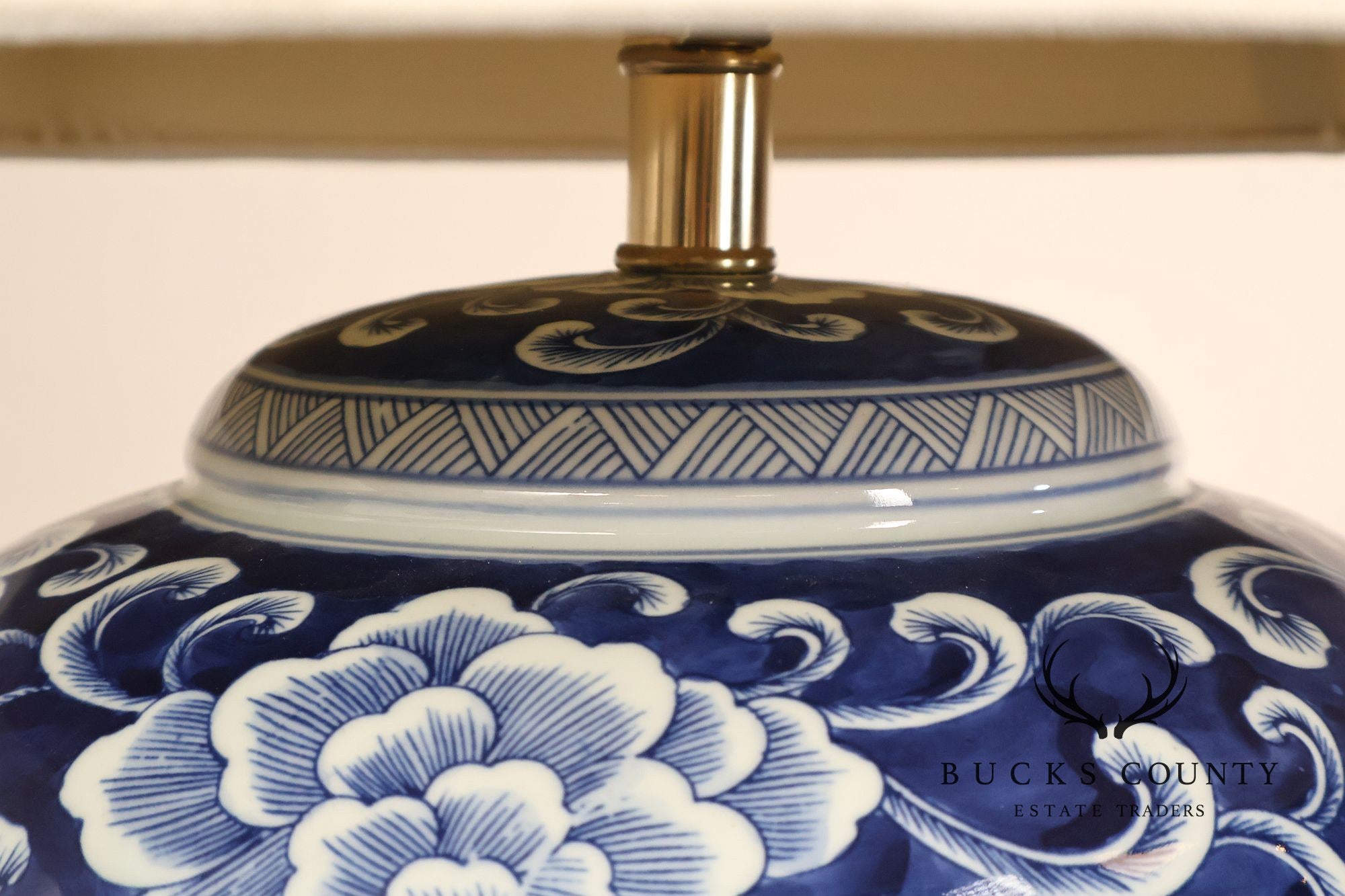 Ralph Lauren Asian Style Pair of Blue And White Ginger Jar Table Lamps