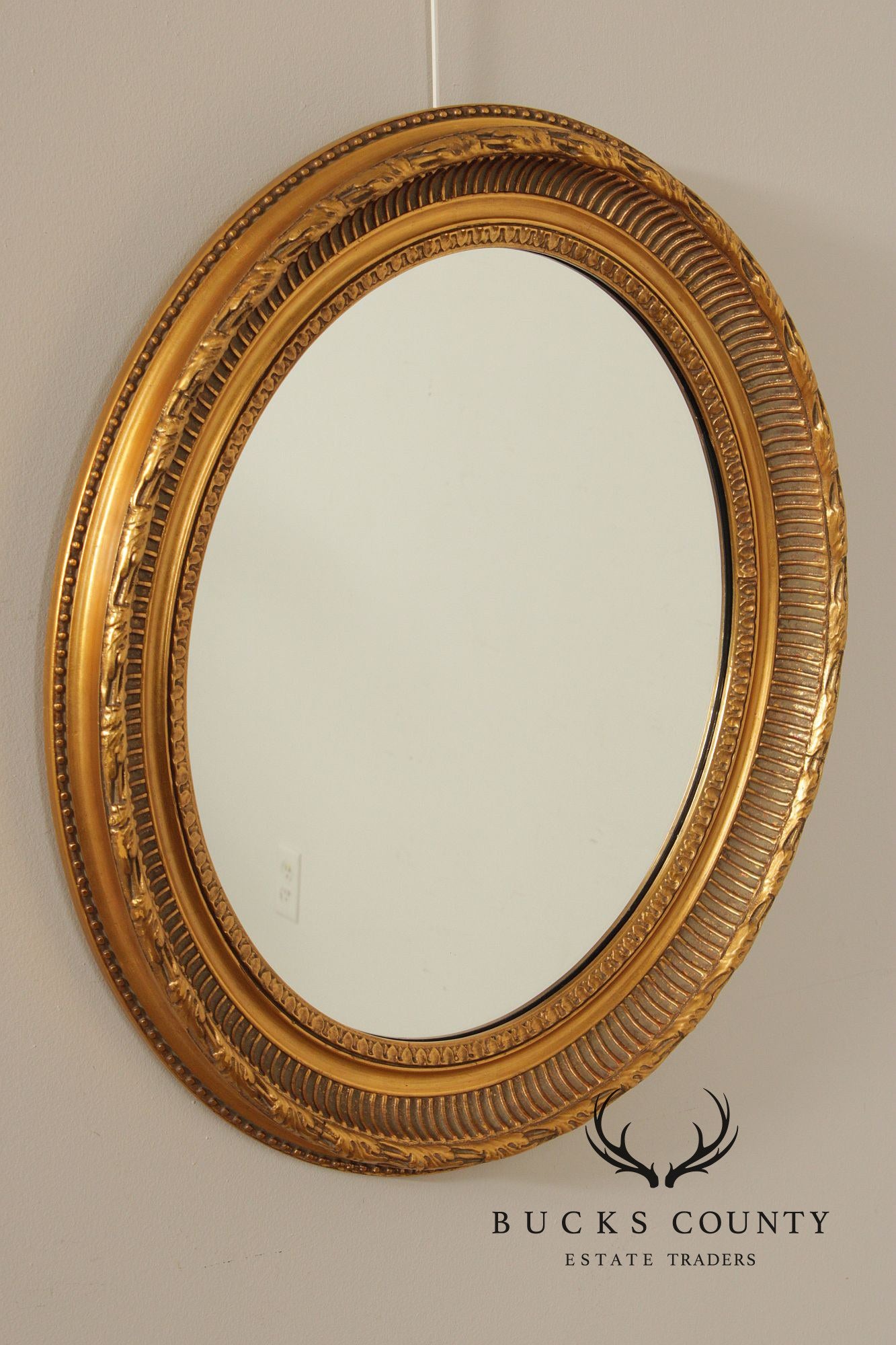 LaBarge Louis Phillipe Style Giltwood Carved Oval Wall Mirror