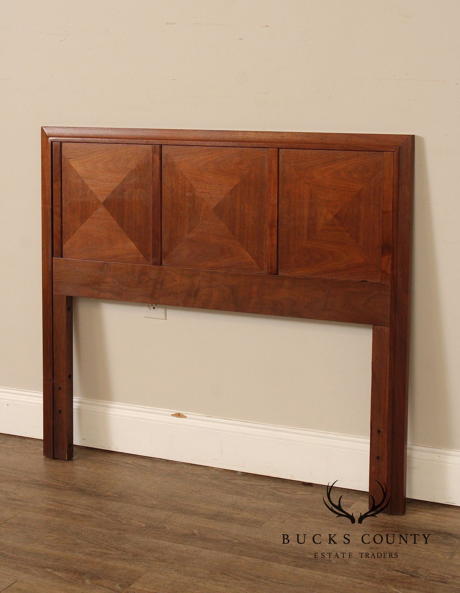 Mid Century Modern Walnut Diamond Front Twin Headboard