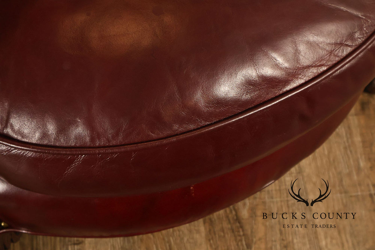 Old Hickory Tannery Burgundy Leather Nailhead Trim Club Chair