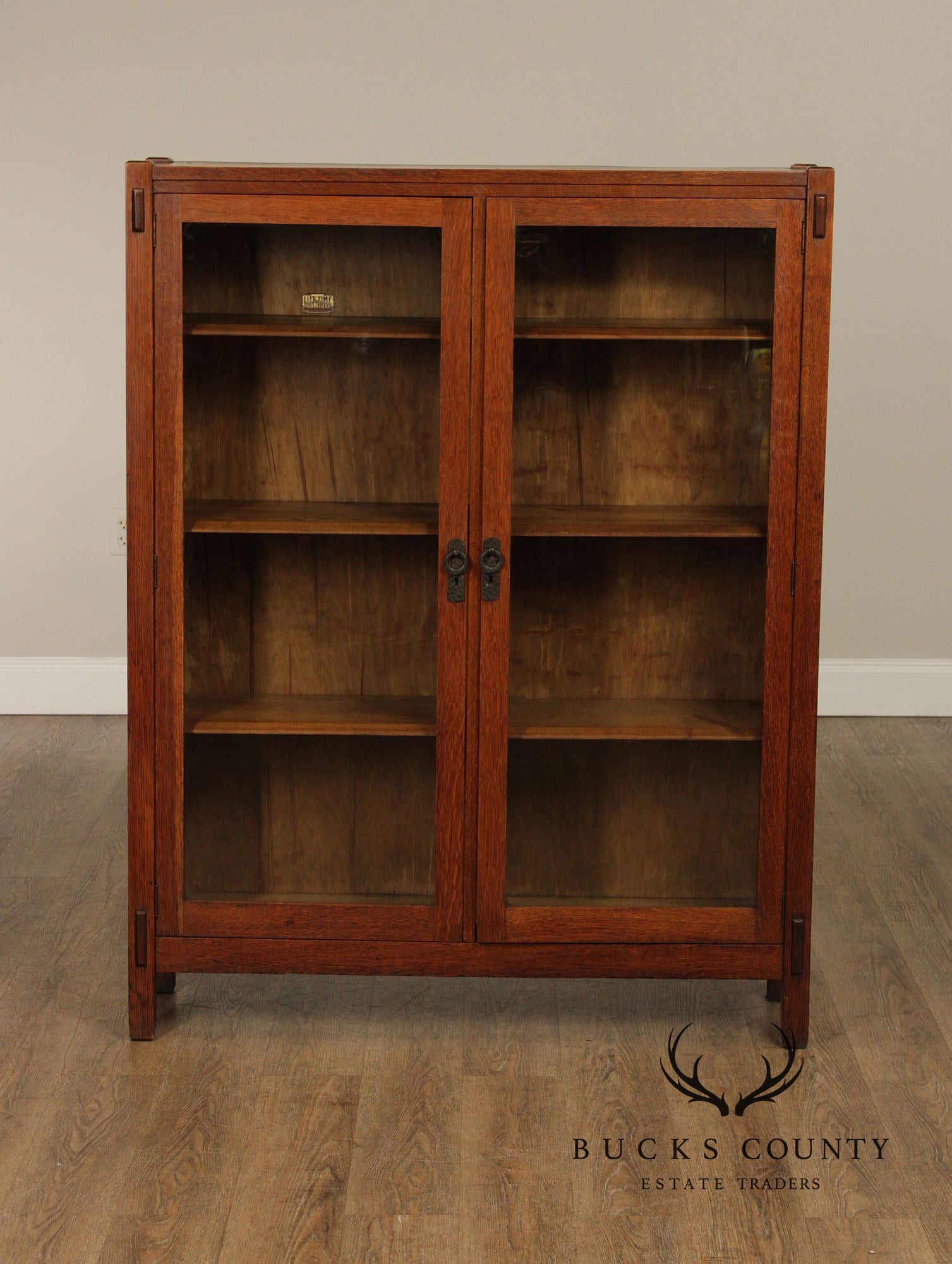 Lifetime Furniture Antique Mission Oak Two-Door Bookcase