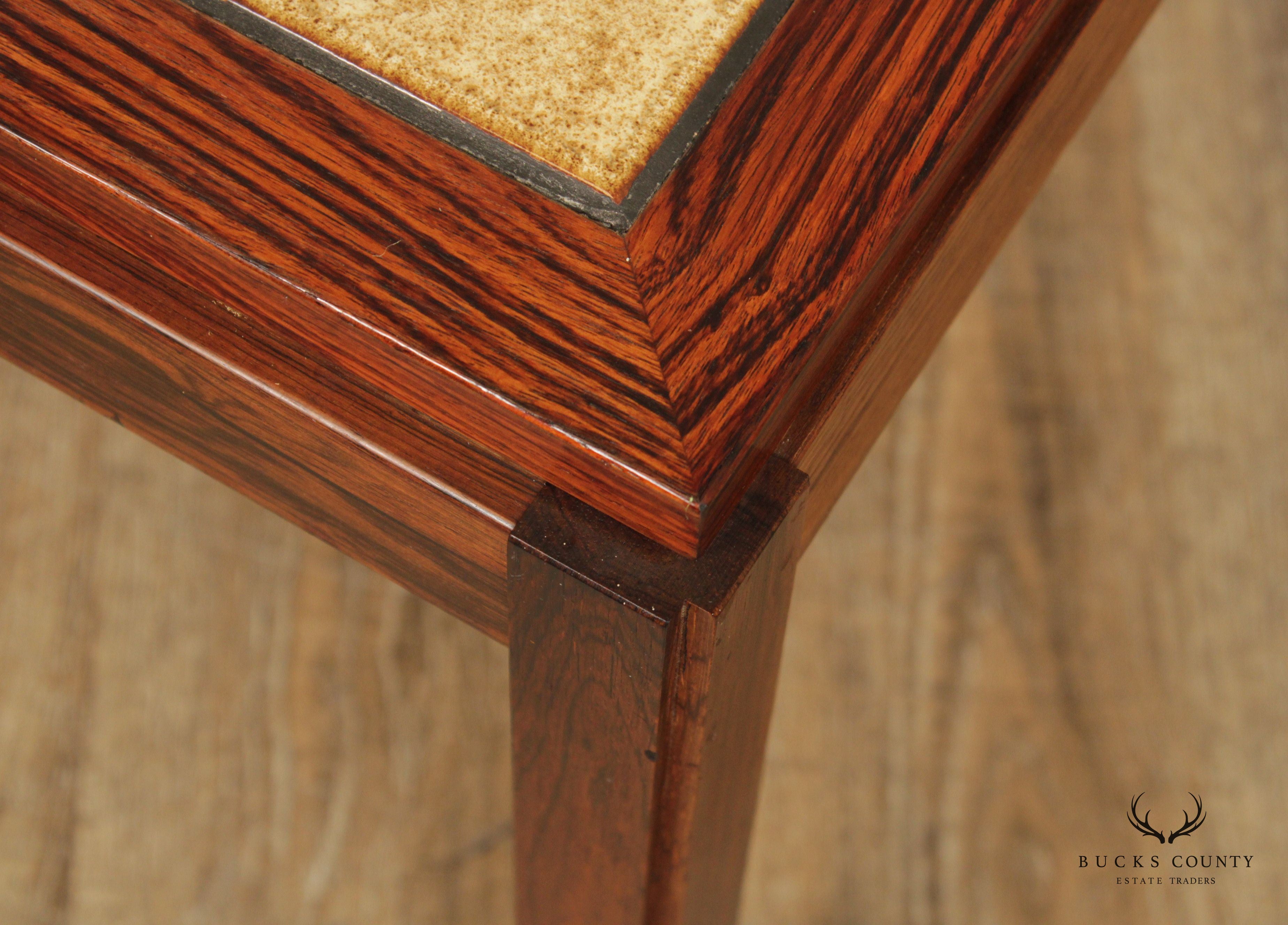 Danish Modern Tile Top Rosewood Side Table