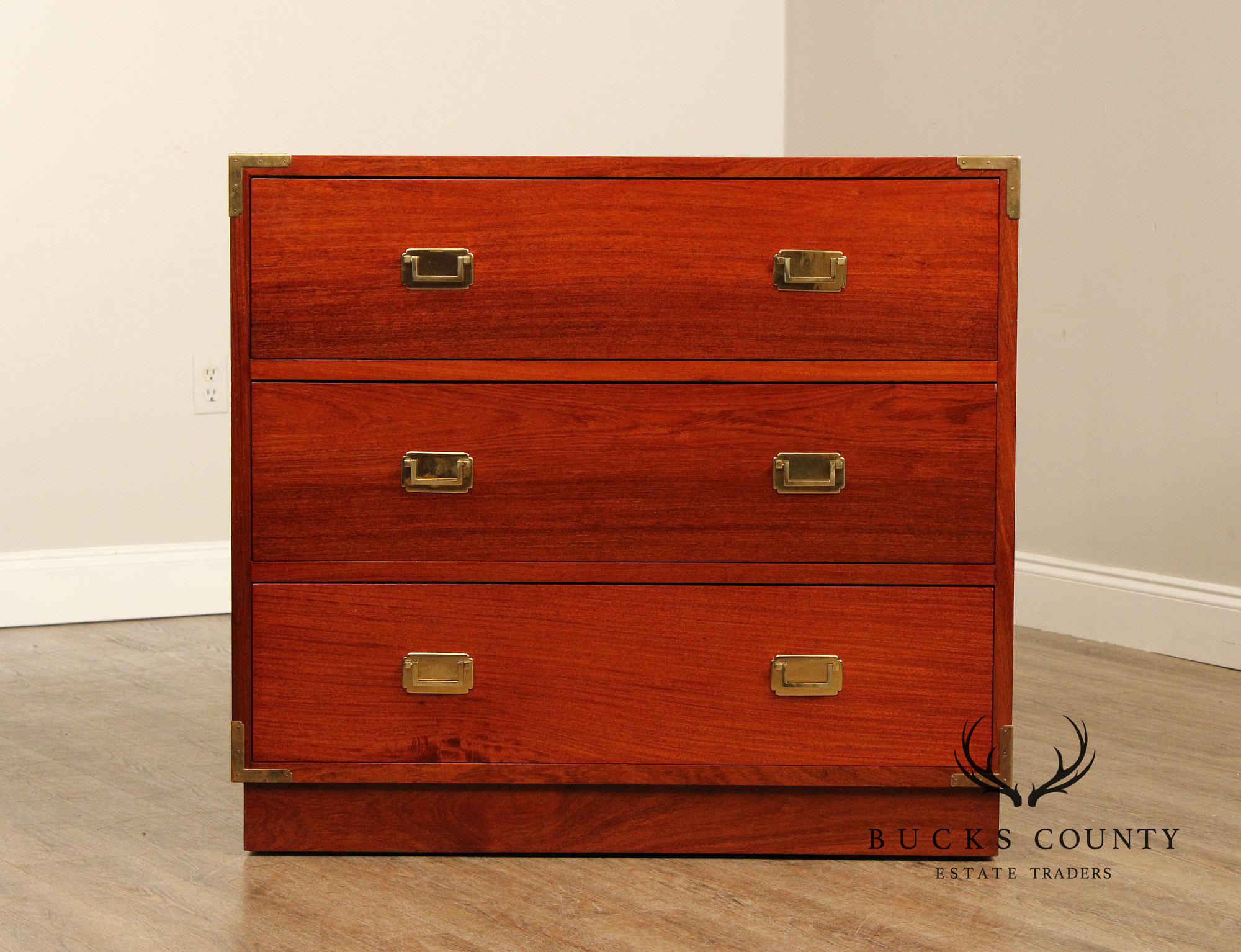 Campaign Style Brass Bound Rosewood Chest of Drawers