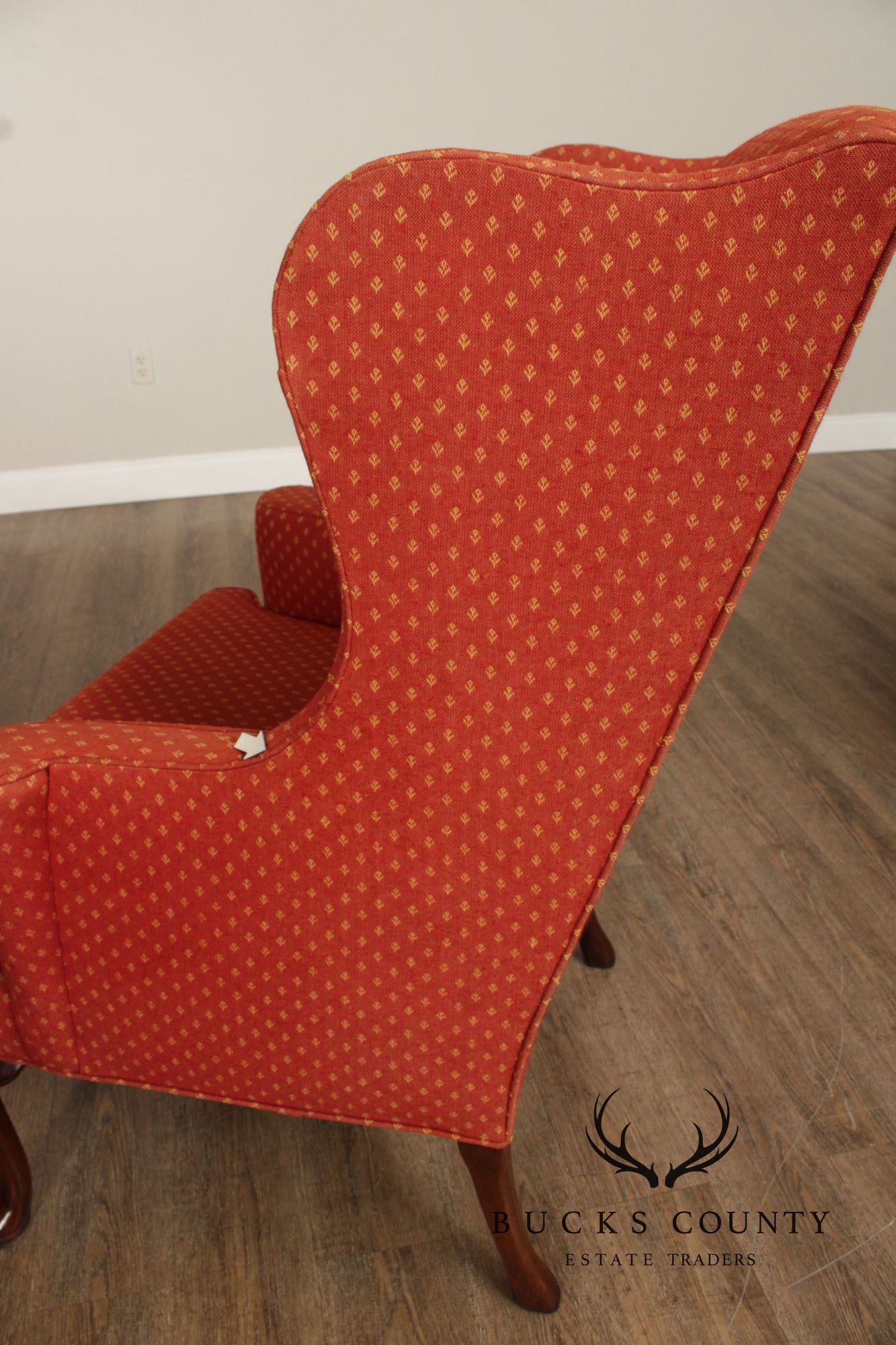 Hickory Chair Vintage Pair Of Queen Anne Style Wing Chairs