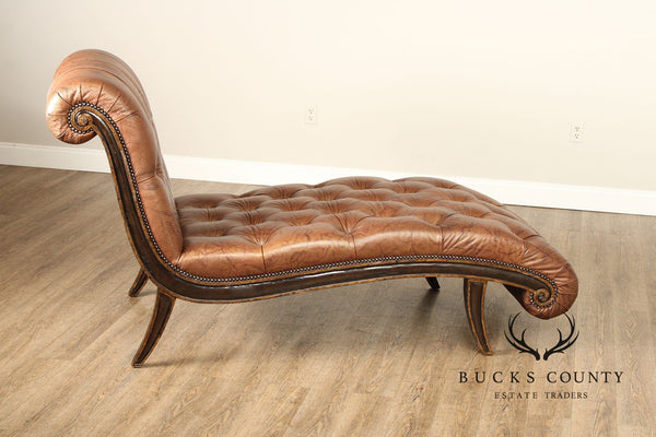 Marge Carson Tufted Leather Chaise Lounge