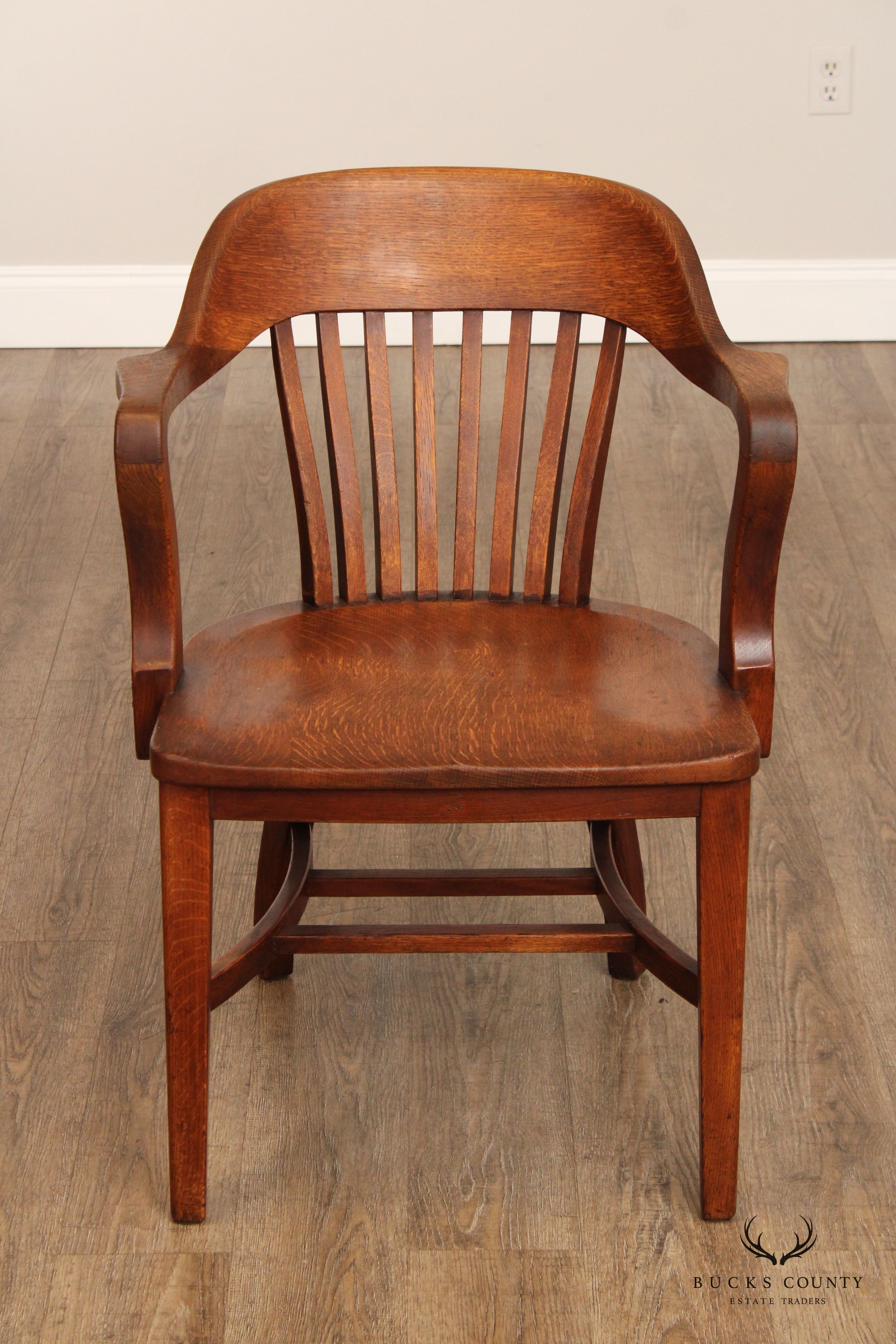 Antique Oak Bank Of England Armchair