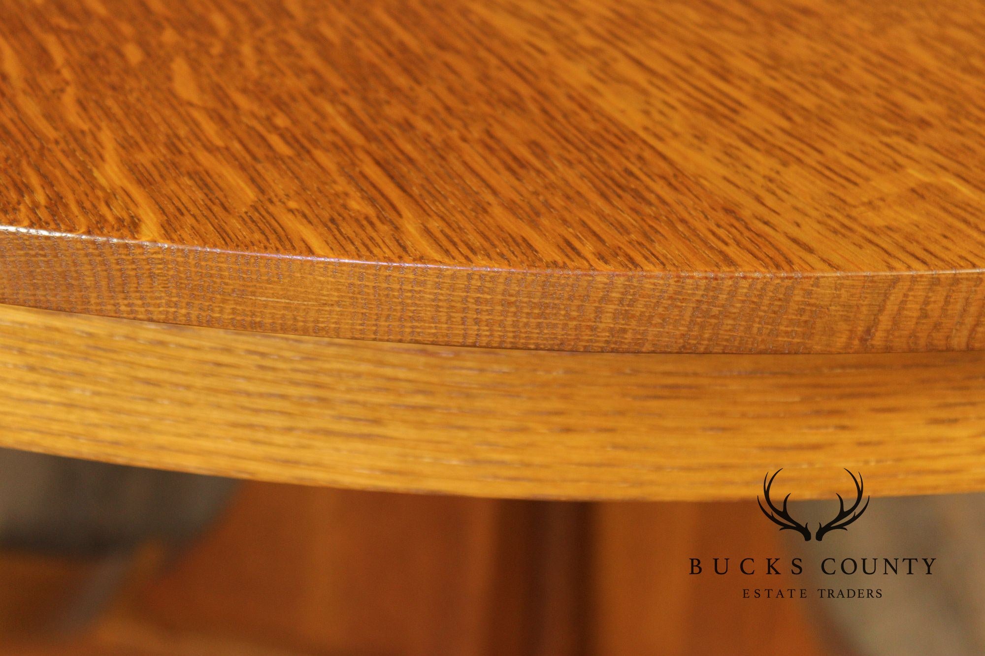 Stickley Mission Collection Round Oak Pedestal Expandable Dining Table