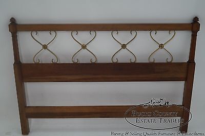 Kindel Belvedere Regency Style Fruitwood & Brass Full Size Headboard