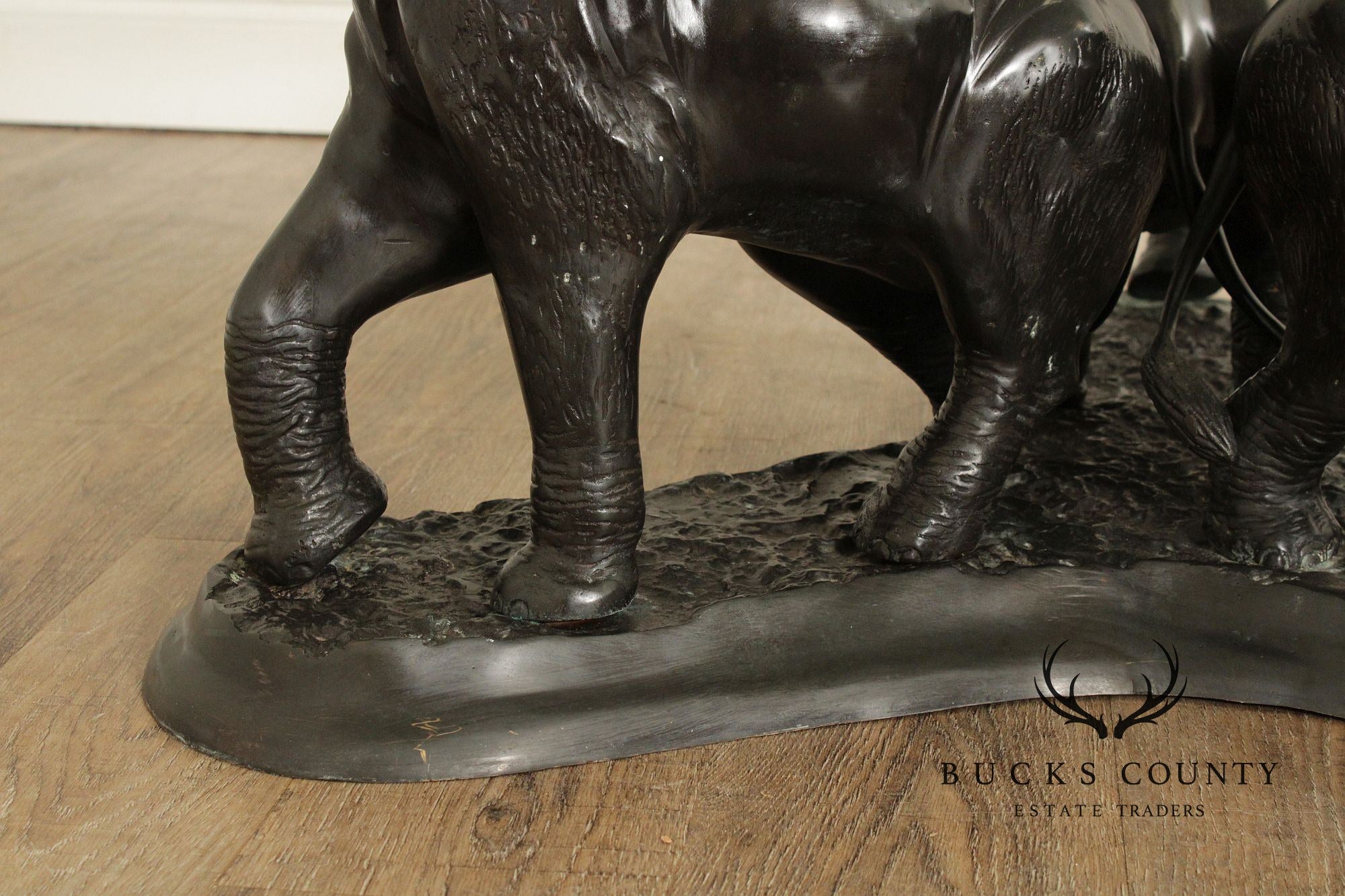 Contemporary Glass Top Bronze Elephants Center Table