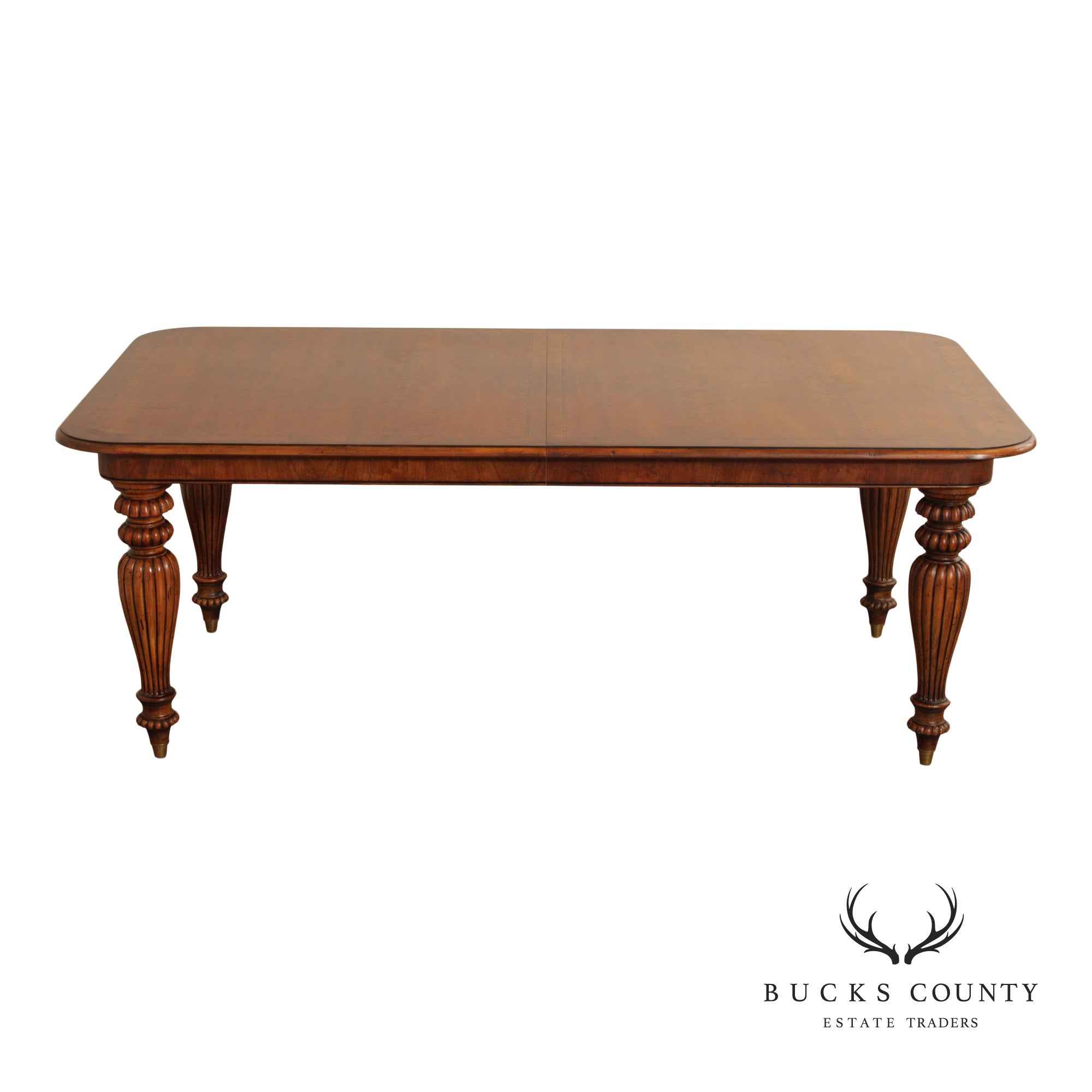 Henredon Somerton Banded Mahogany Rectangular Dining Table With Fluted Legs
