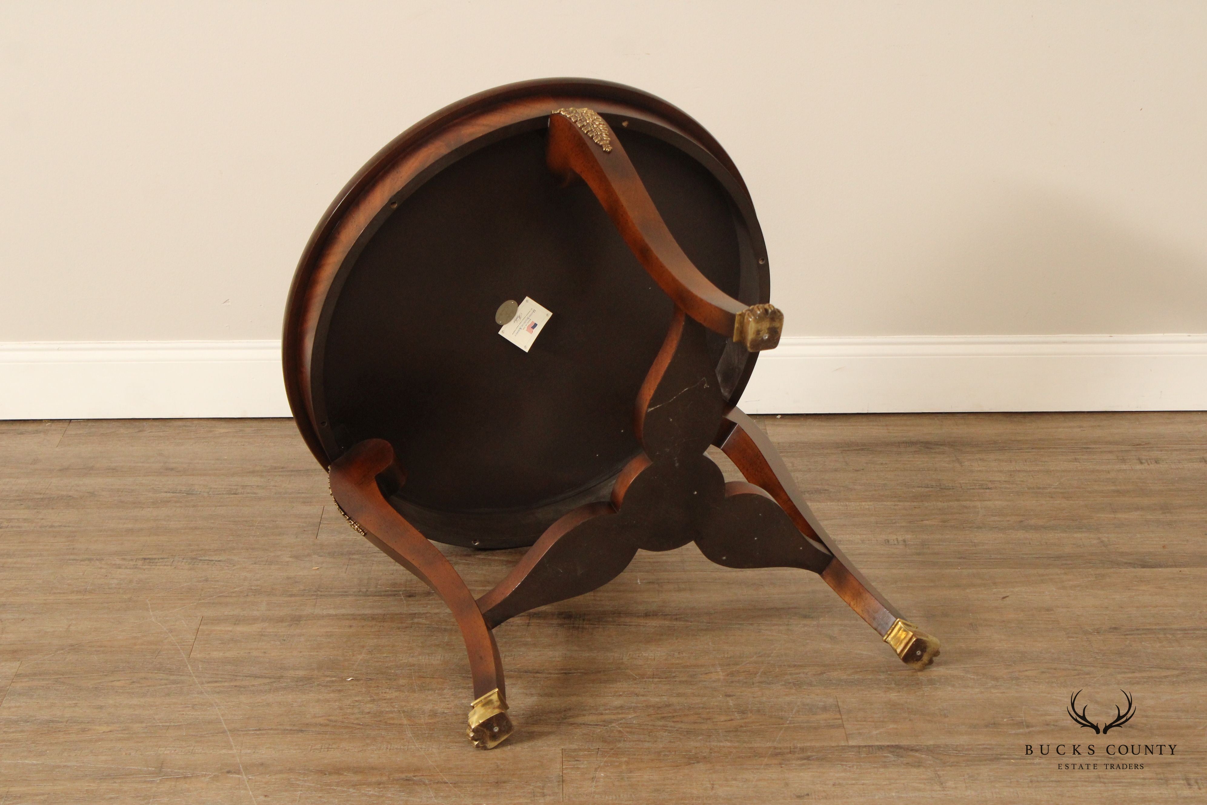 Baker Furniture Empire Style Round Top Mahogany Center Table
