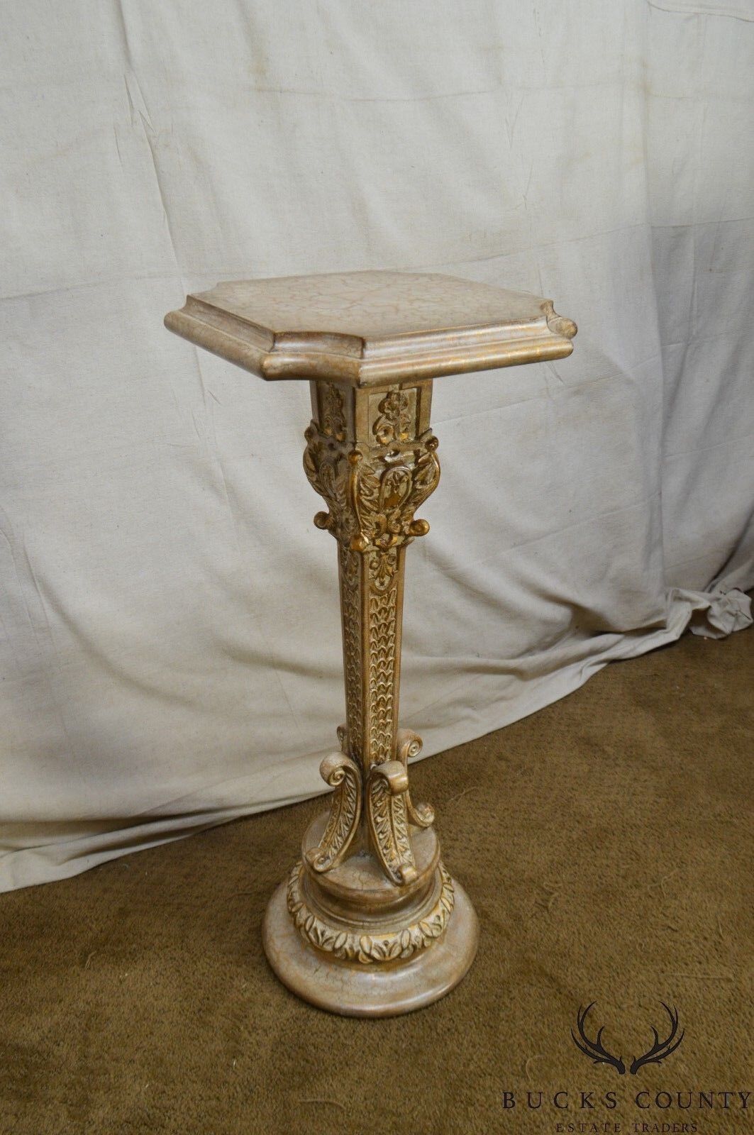 French Regency Style Faux Painted Pedestal