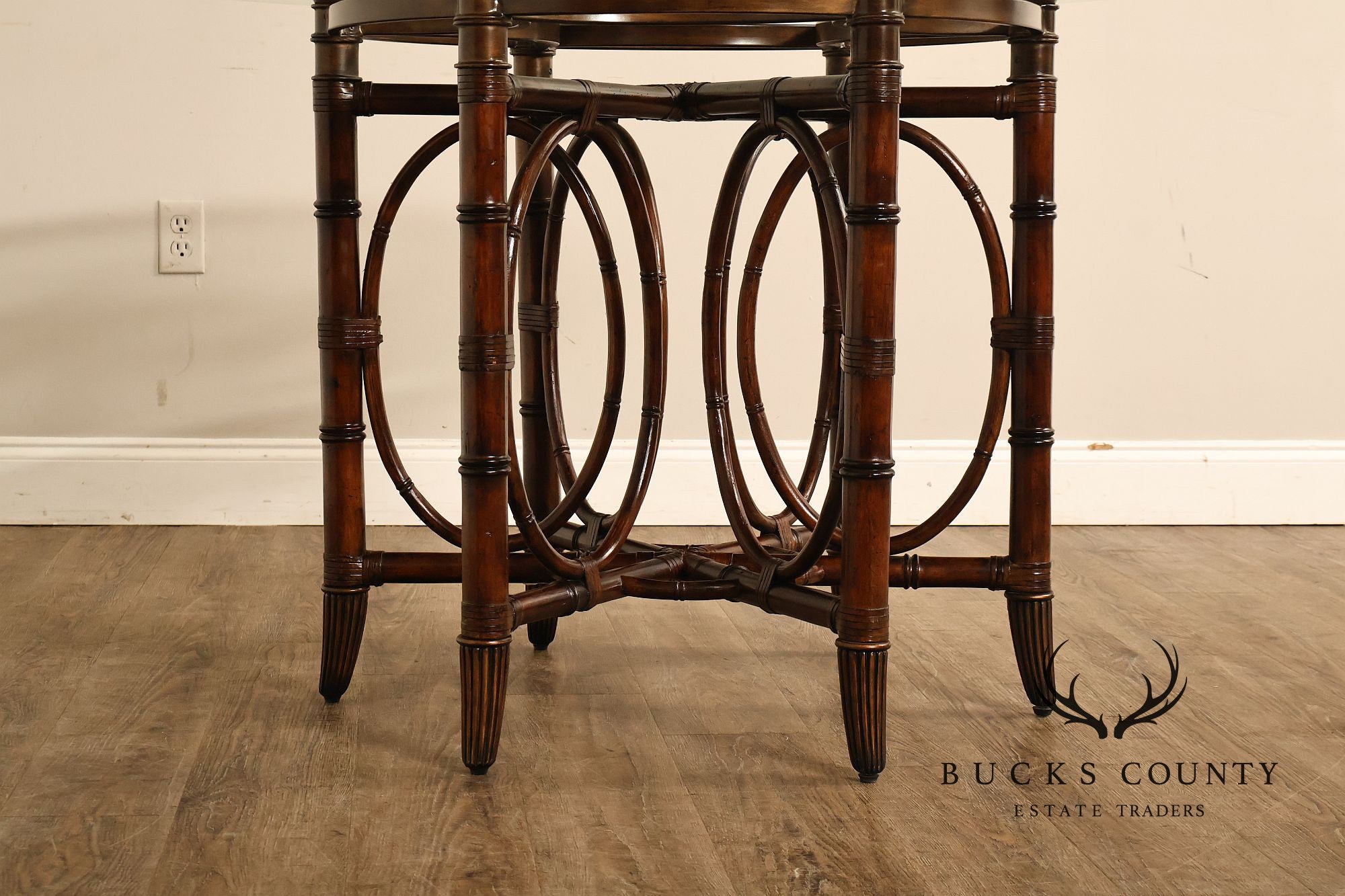 Faux Bamboo Base 48" Round Glass Top Dining Table