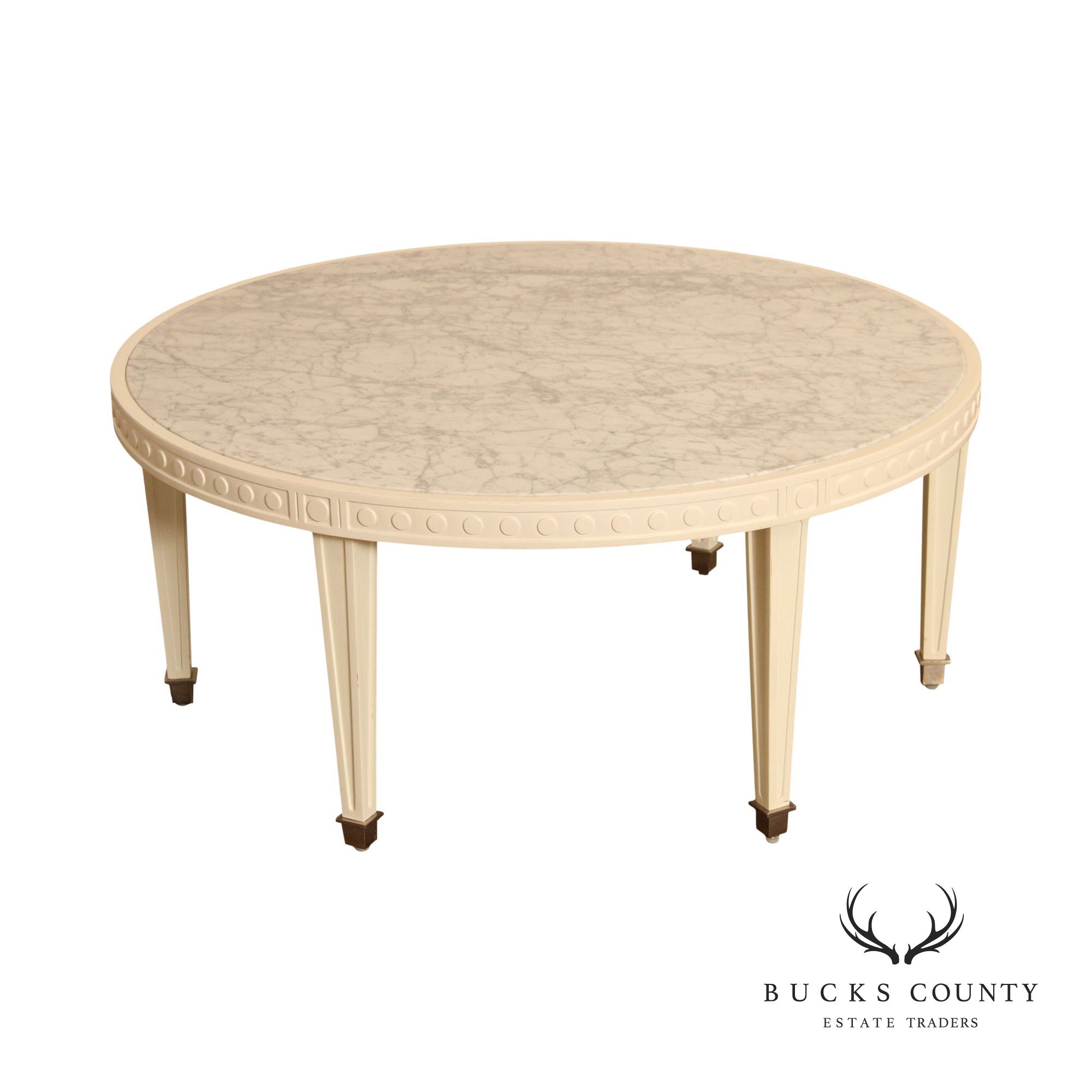 Jonathan Adler Italian Regency Style Round Marble Top Coffee Table